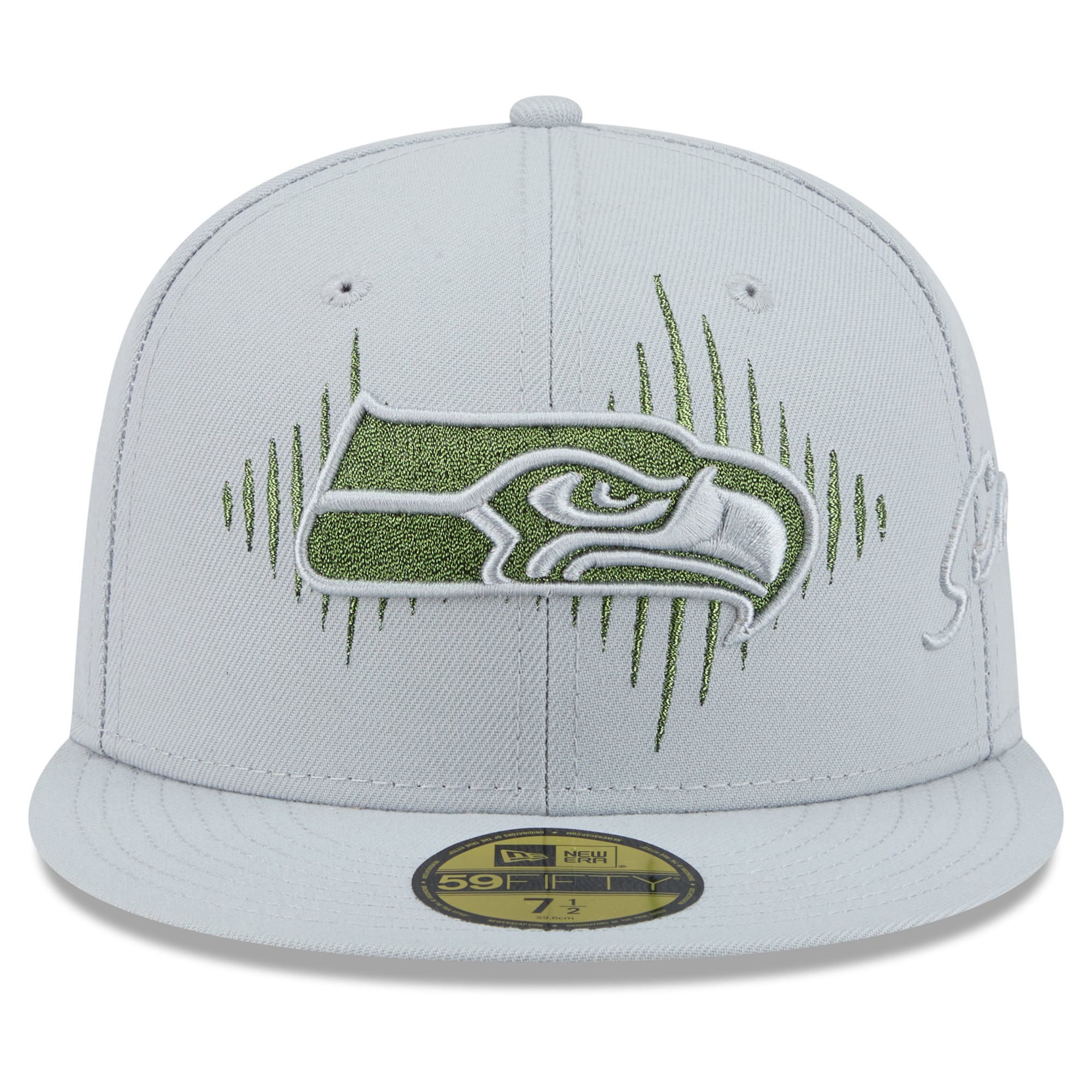 Men's New Era Gray Seattle Seahawks Rivalries Collection Fan Pack Side Script 59FIFTY Fitted Hat