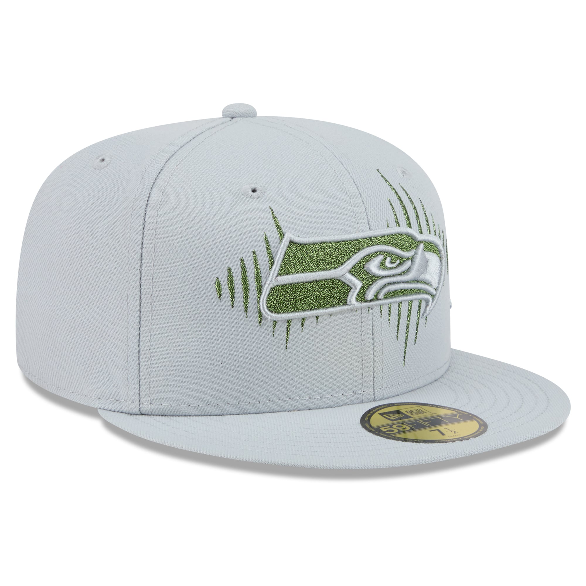 Men's New Era Gray Seattle Seahawks Rivalries Collection Fan Pack Side Script 59FIFTY Fitted Hat