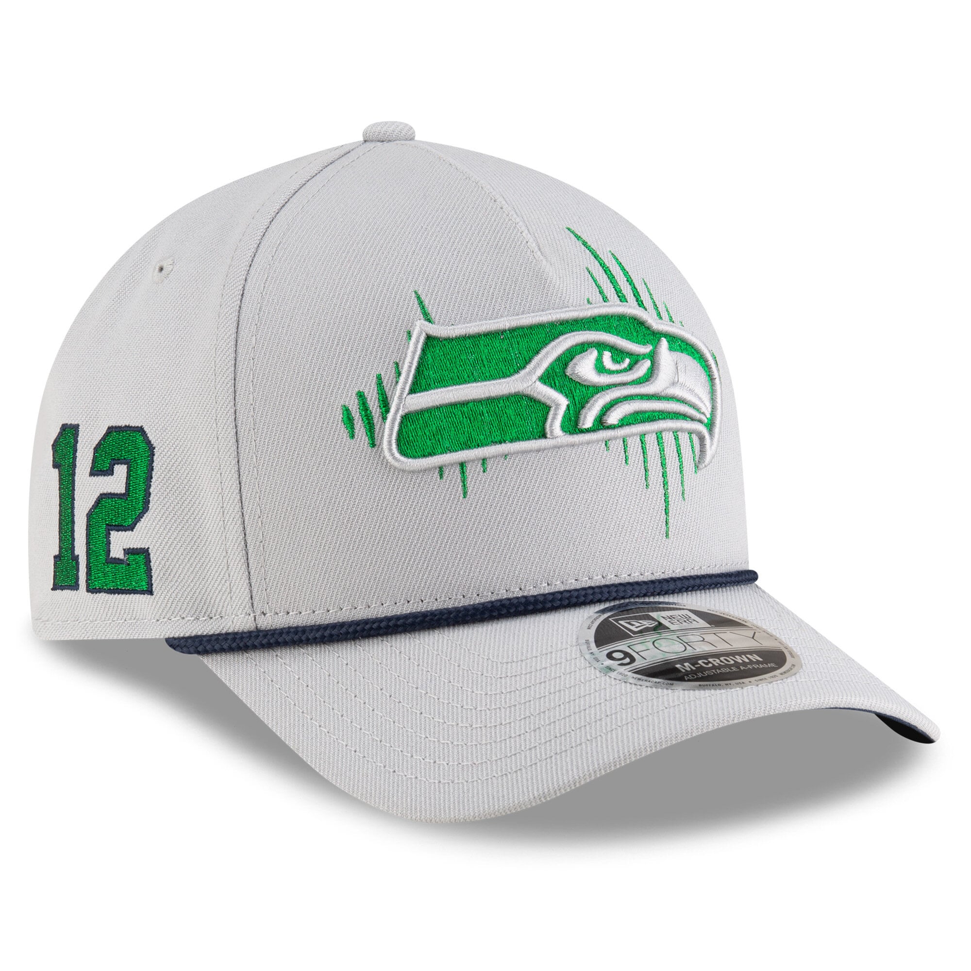 Men's New Era  Gray Seattle Seahawks Rivalries Collection On-Field 9FORTY M-Crown A-Frame Adjustable Hat