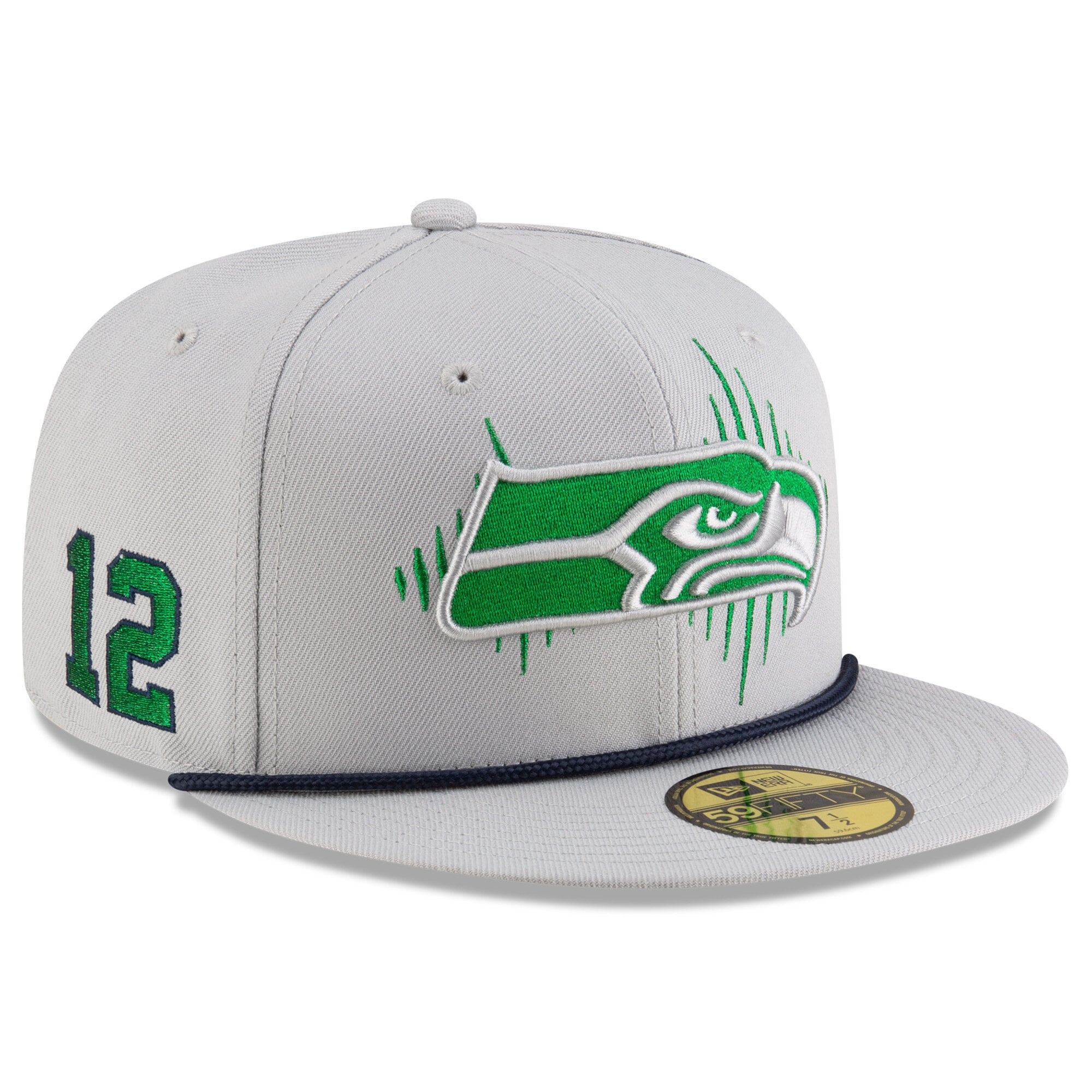 Men's New Era Gray Seattle Seahawks Rivalries Collection Sideline Rope 59FIFTY Fitted Hat