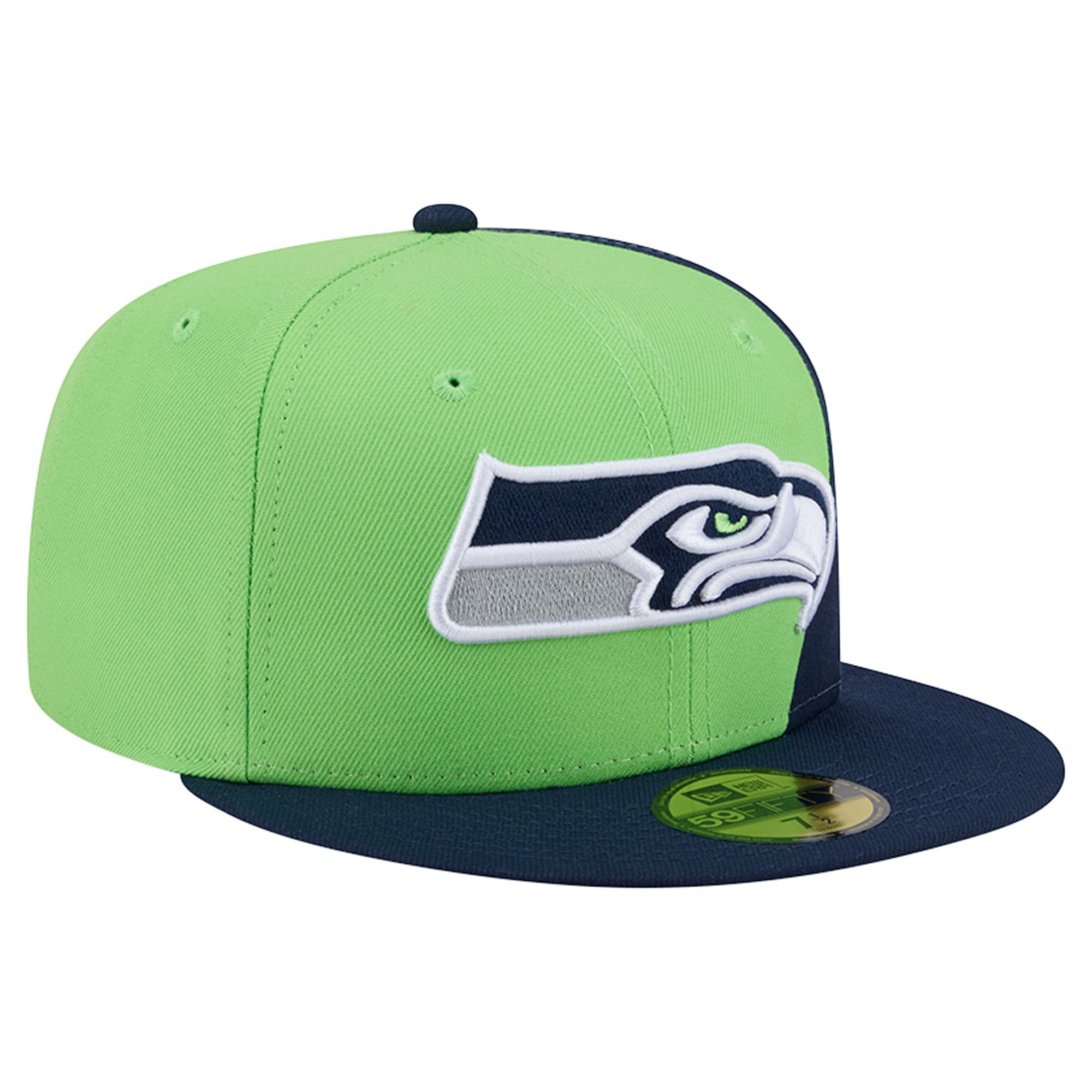 Casquette ajustée New Era Shock 59FIFTY pour homme, vert fluo/bleu marine Seattle Seahawks