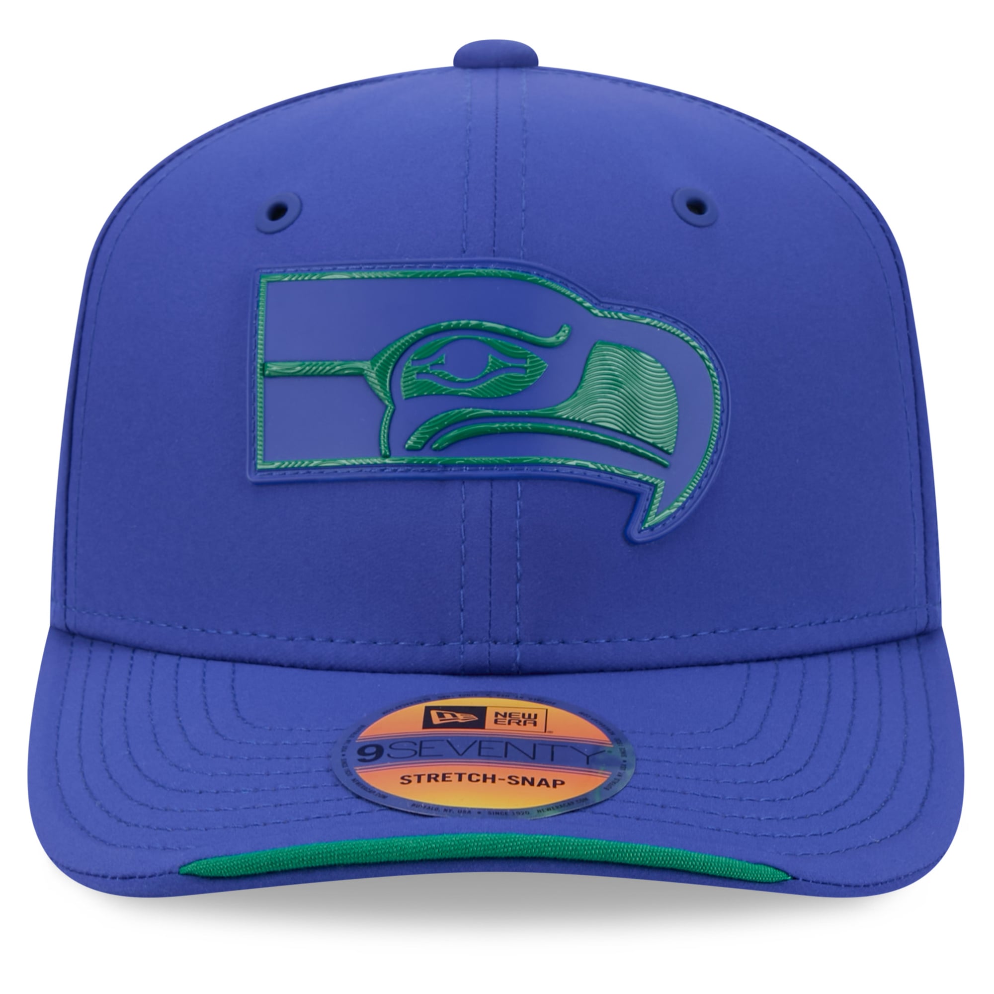 Casquette ajustable New Era Royal Seattle Seahawks 2026 Sideline Throwback 9SEVENTY pour homme