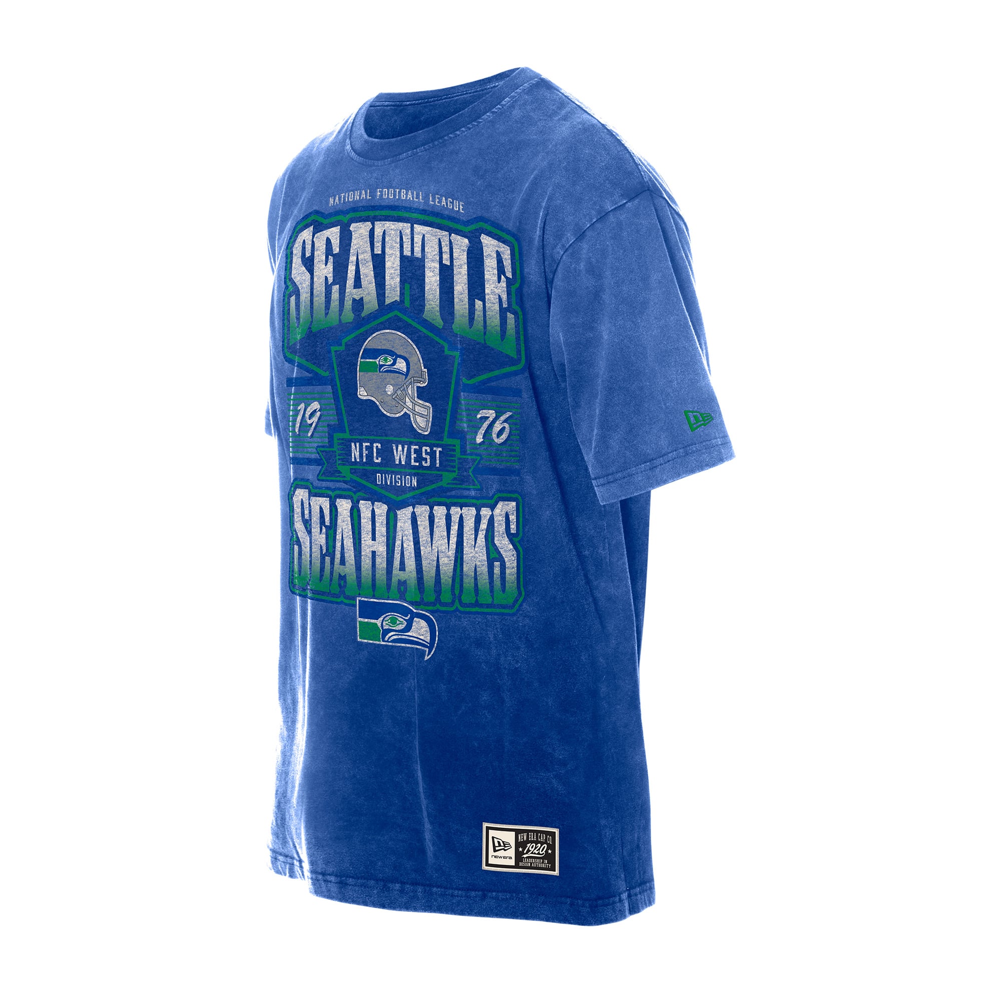 T-shirt homme New Era Royal Seattle Seahawks Throwback à délavage minéral