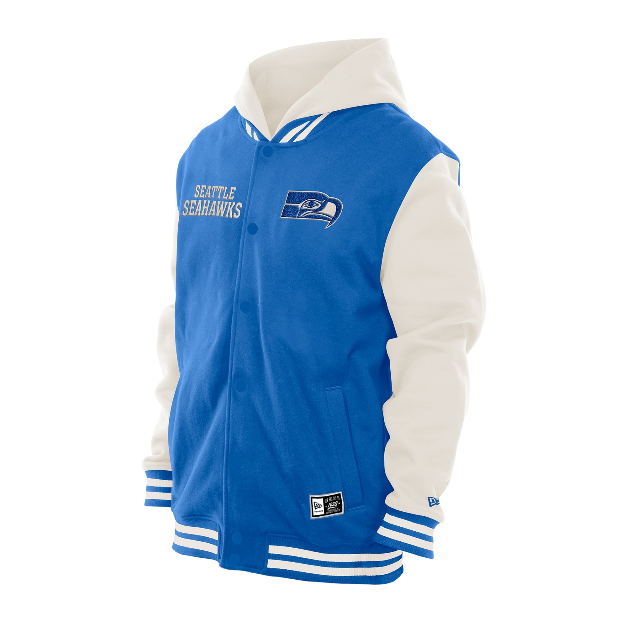 Veste polaire à capuche New Era bleu roi/crème Seattle Seahawks pour homme