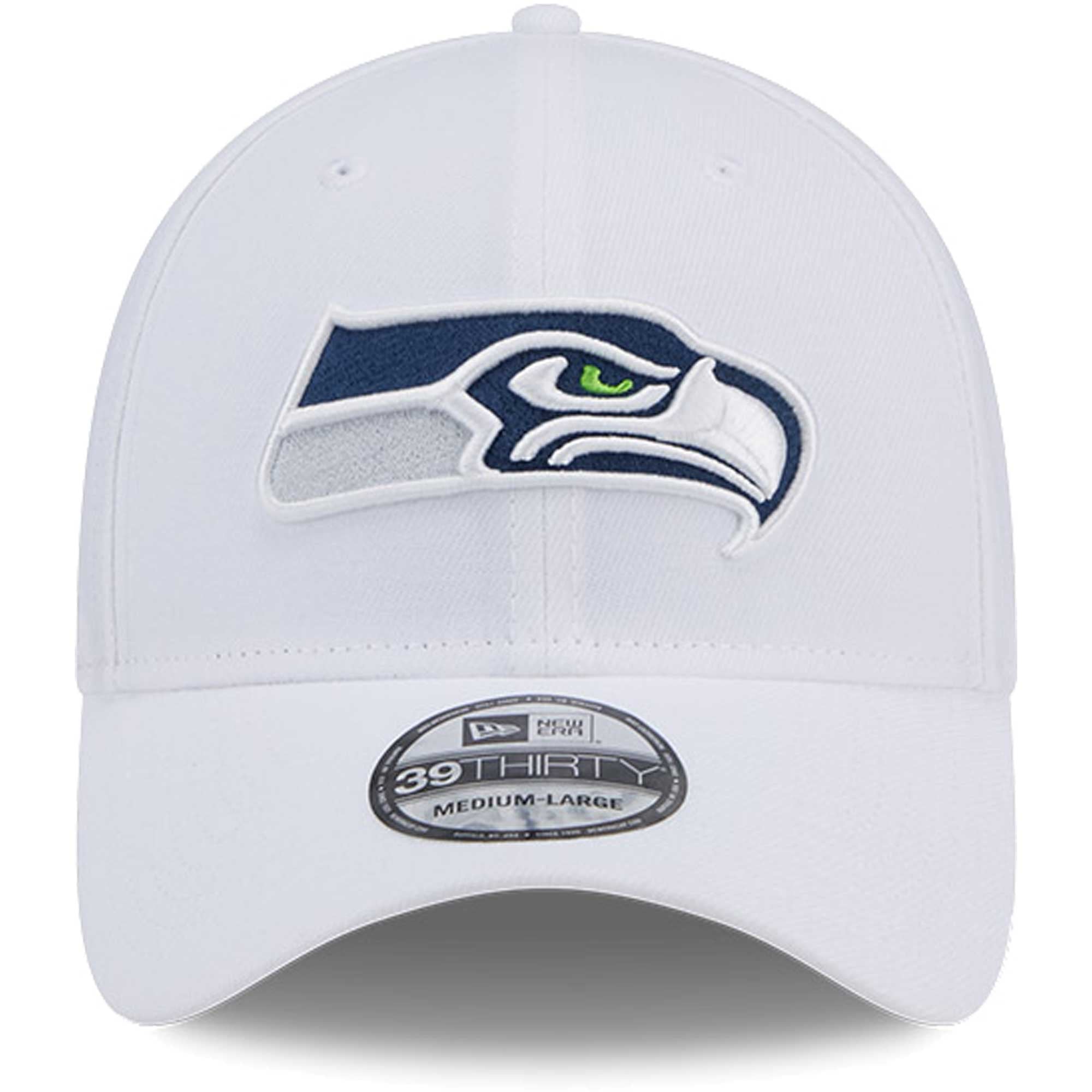 Men's New Era White Seattle Seahawks Main 39THIRTY Flex Hat