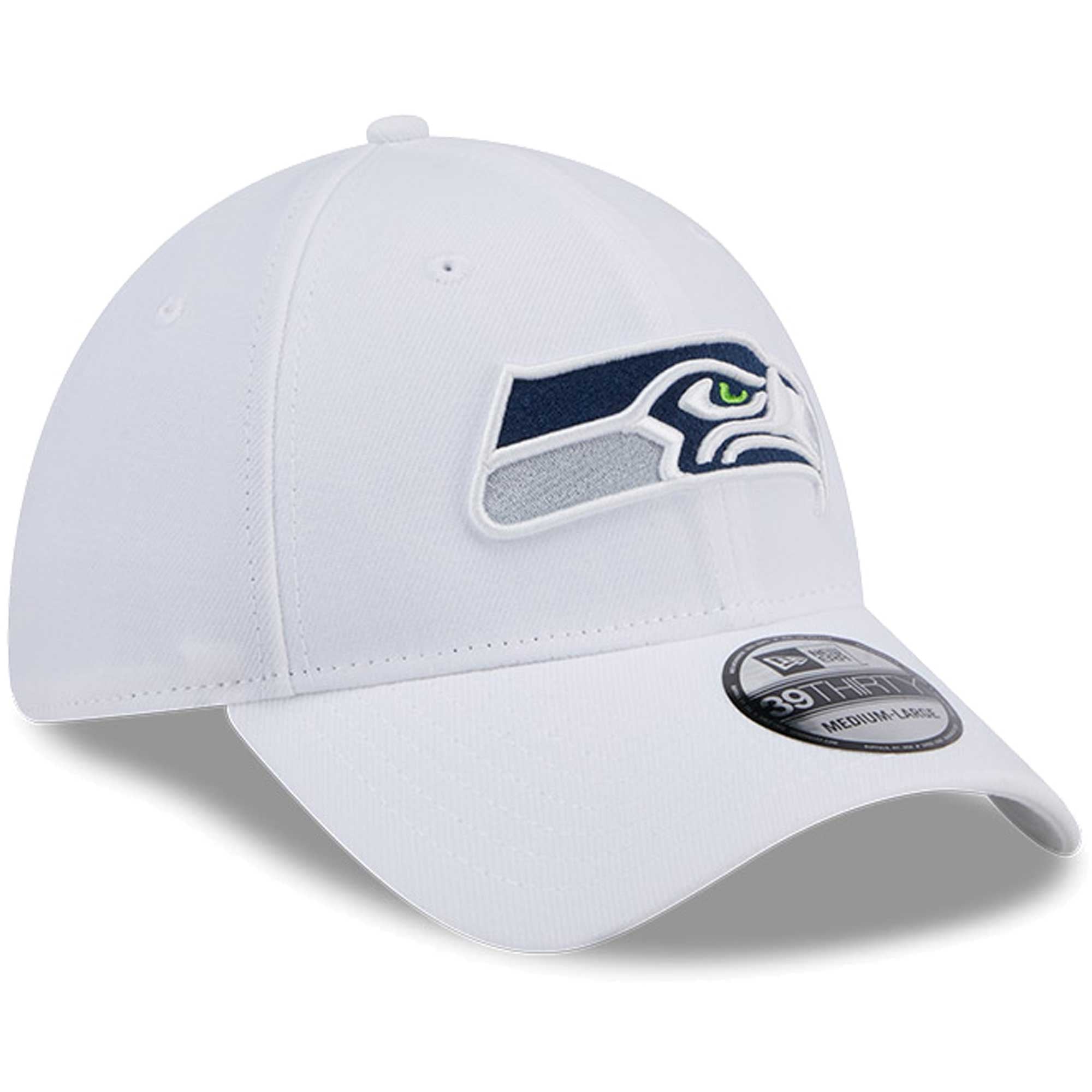 Men's New Era White Seattle Seahawks Main 39THIRTY Flex Hat
