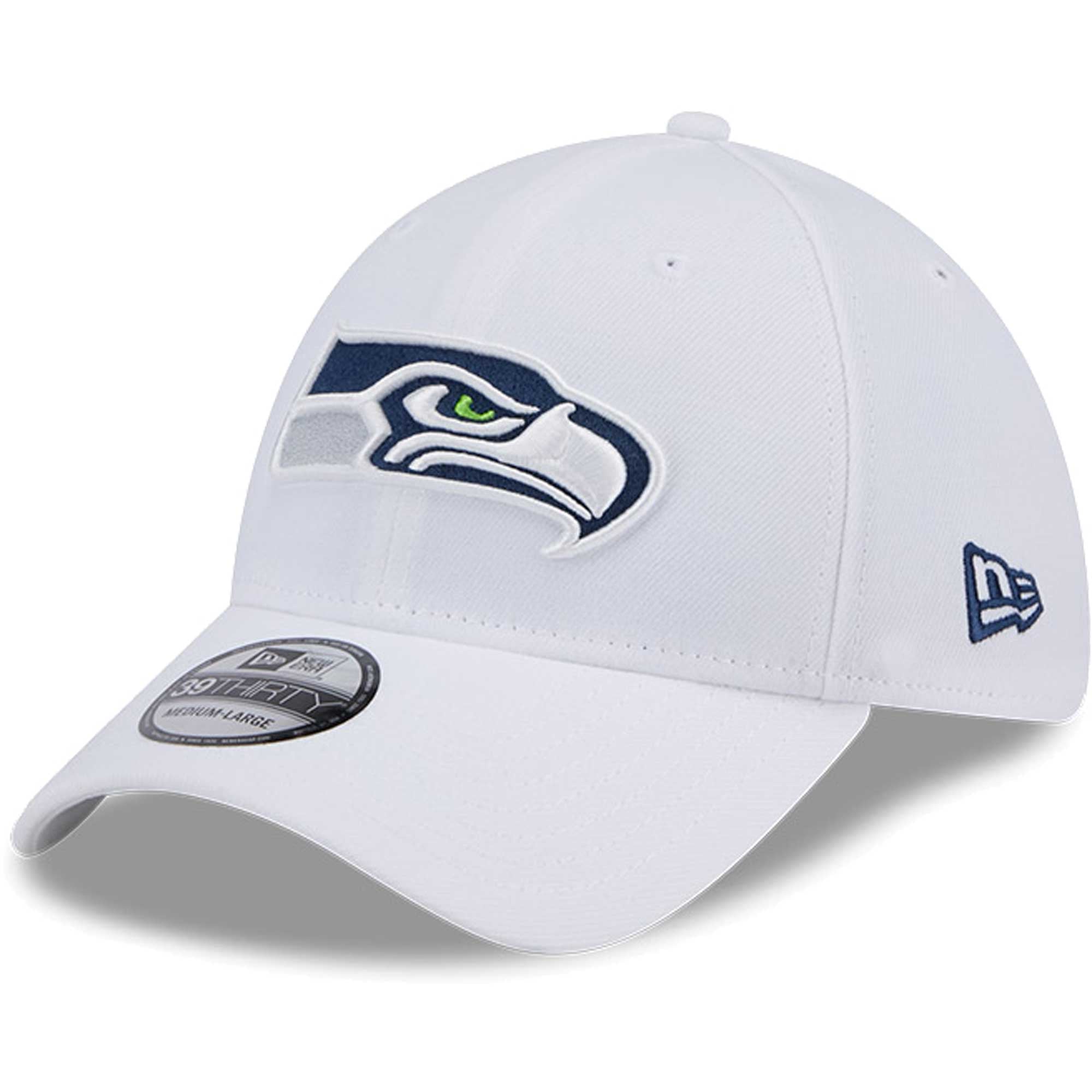 Men's New Era White Seattle Seahawks Main 39THIRTY Flex Hat