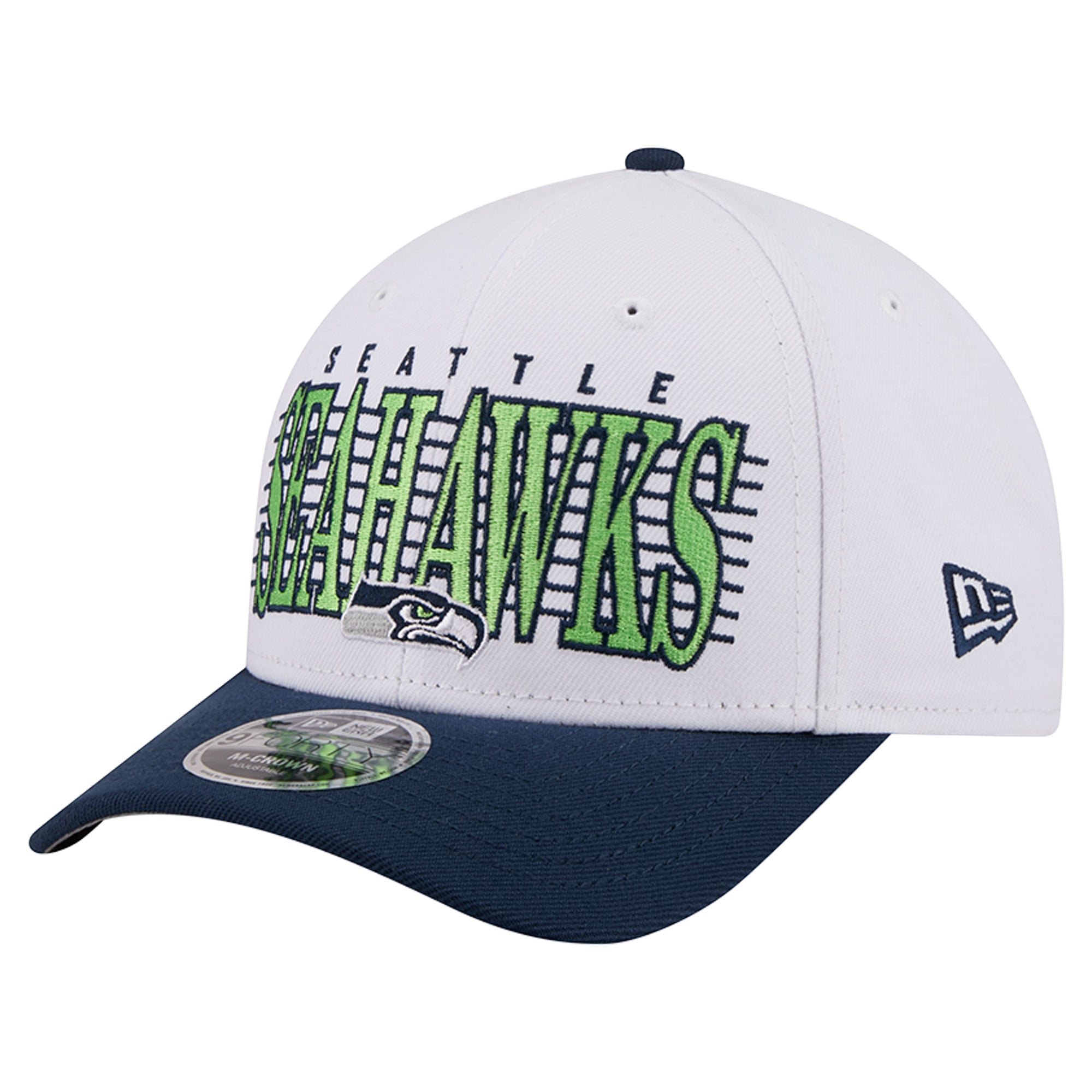 Casquette ajustable New Era blanche/bleu marine Seattle Seahawks Loyal 9FORTY M-Crown pour homme
