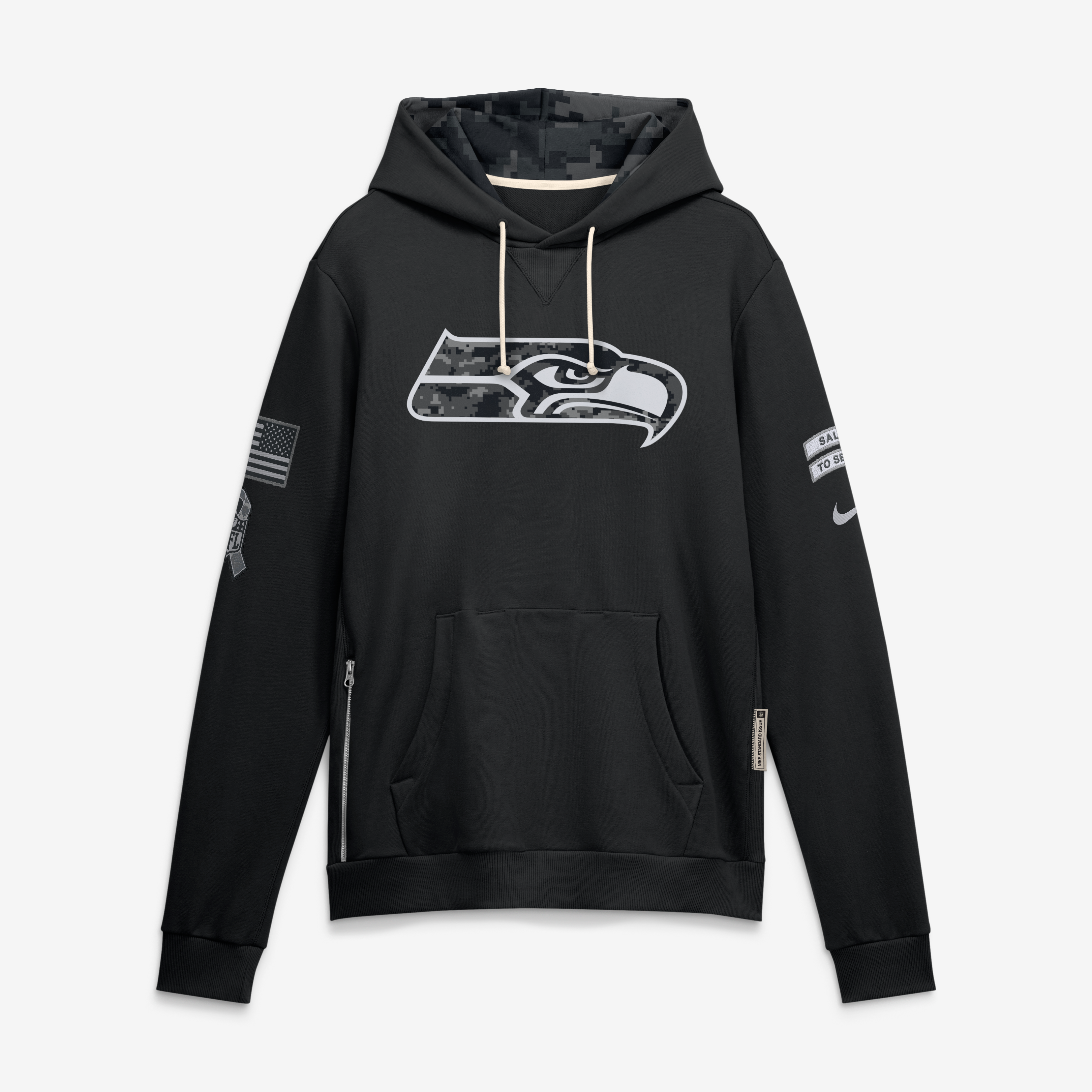 Sweat à capuche Nike noir Seattle Seahawks 2026 Salute to Service Sideline Dri-FIT pour homme