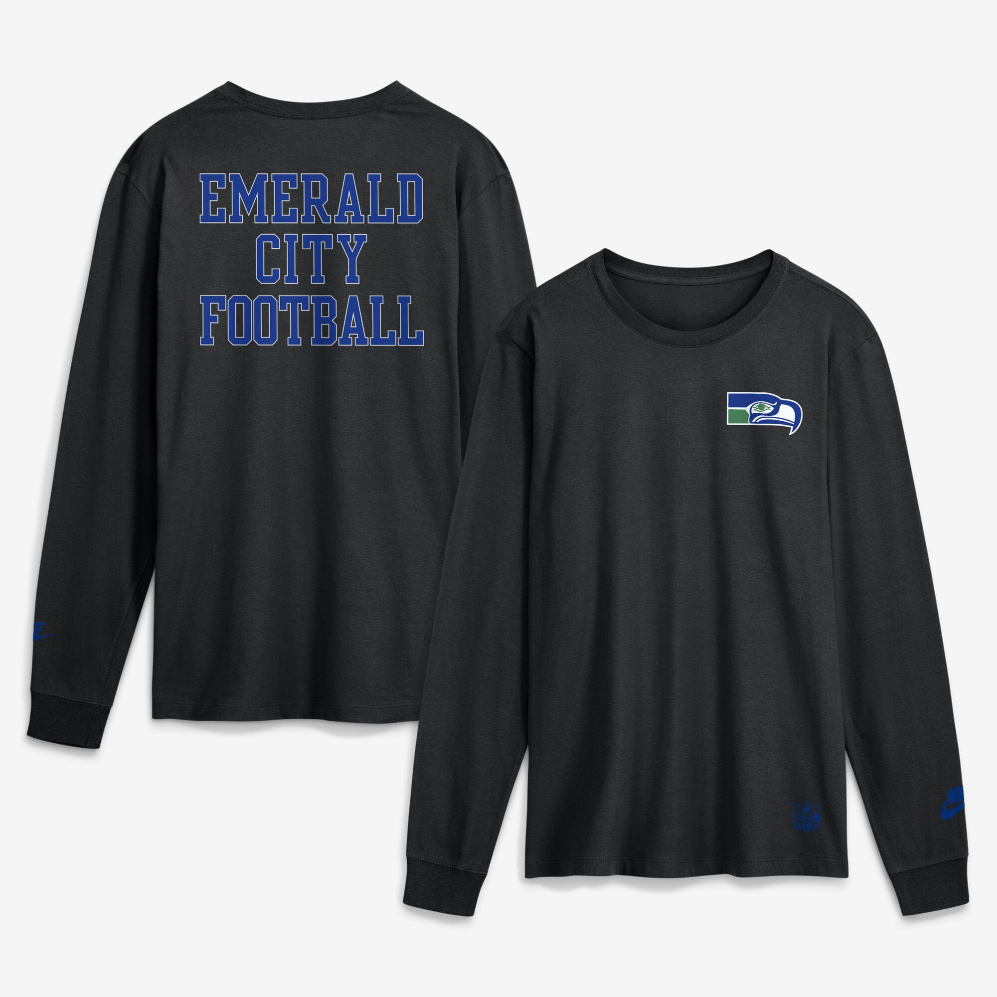T-shirt à manches longues Nike Seattle Seahawks Double Rewind noir pour homme
