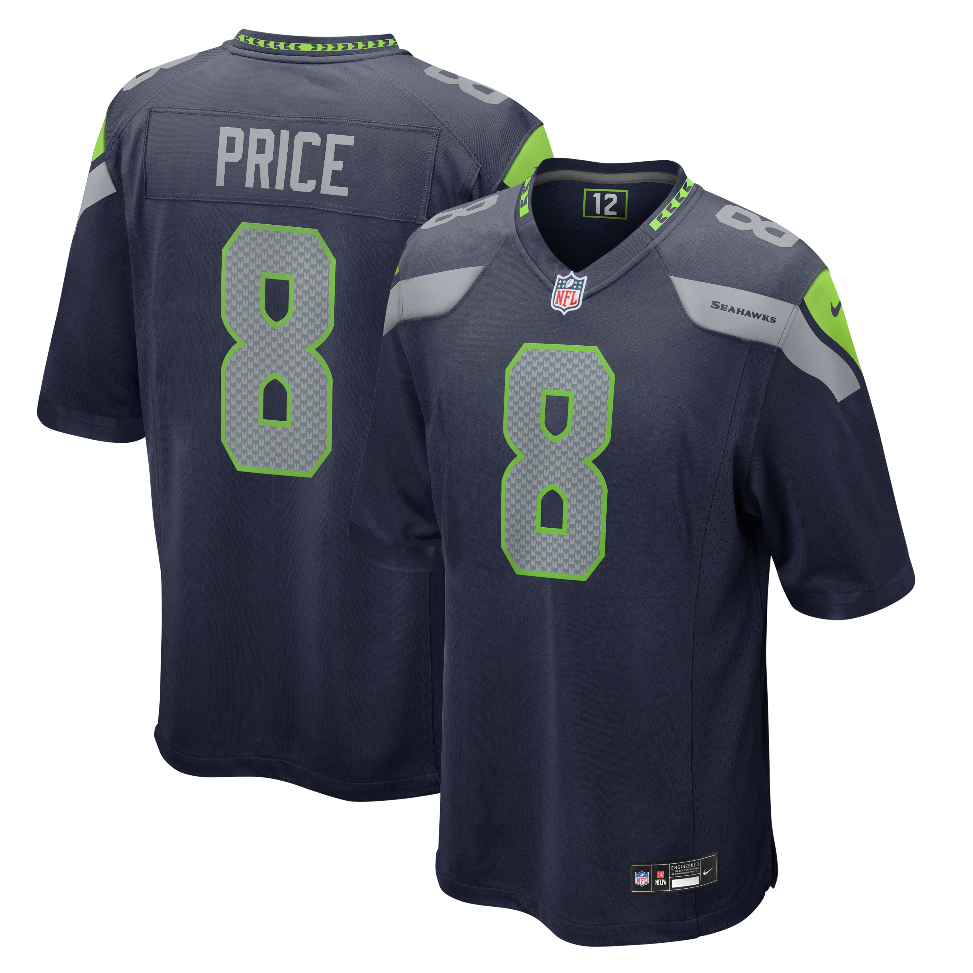 Maillot de match universitaire Nike bleu marine Seattle Seahawks Jadarian Price pour homme