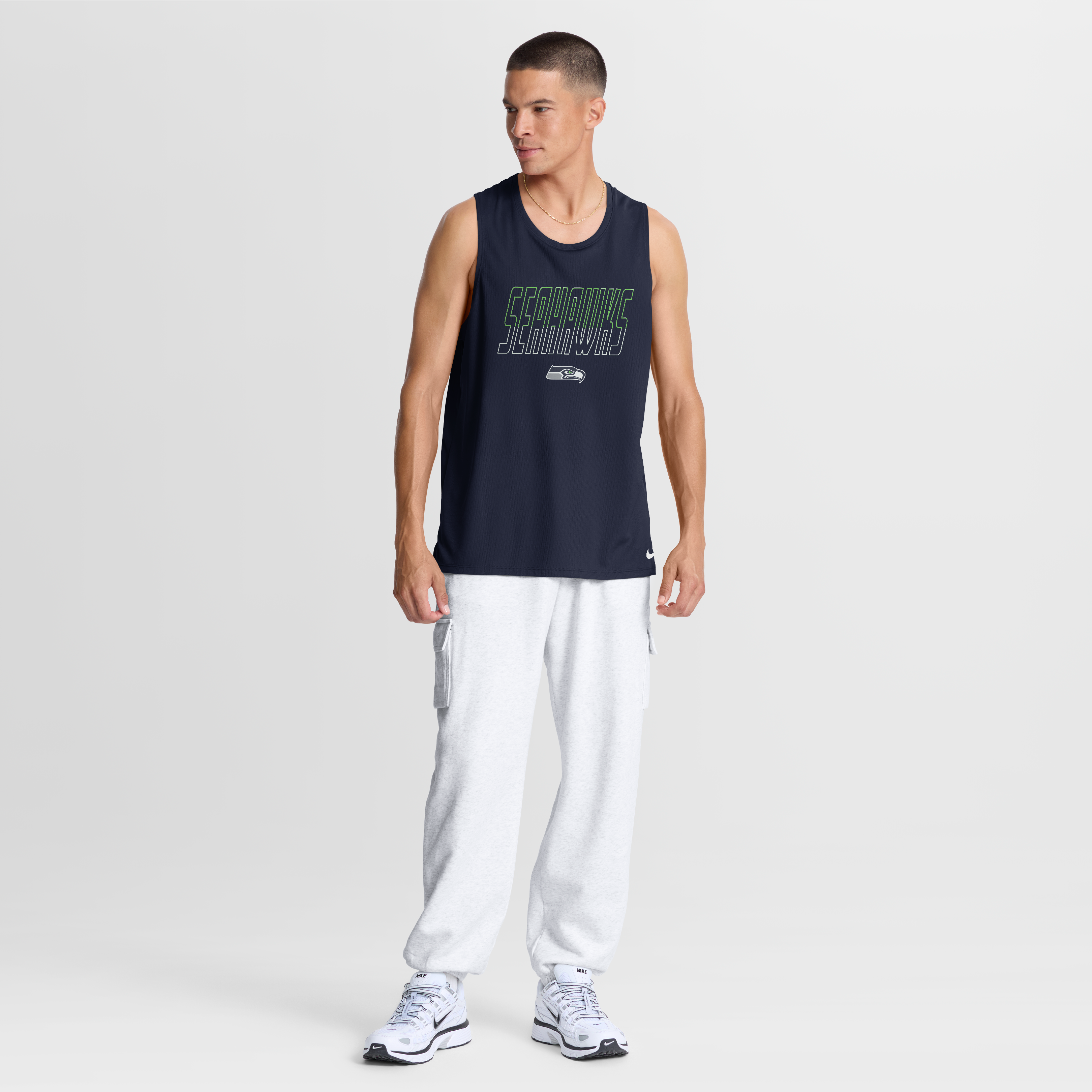 Men's Nike College Navy Seattle Seahawks Kickoff Miler Dri-FIT Tank​ Top