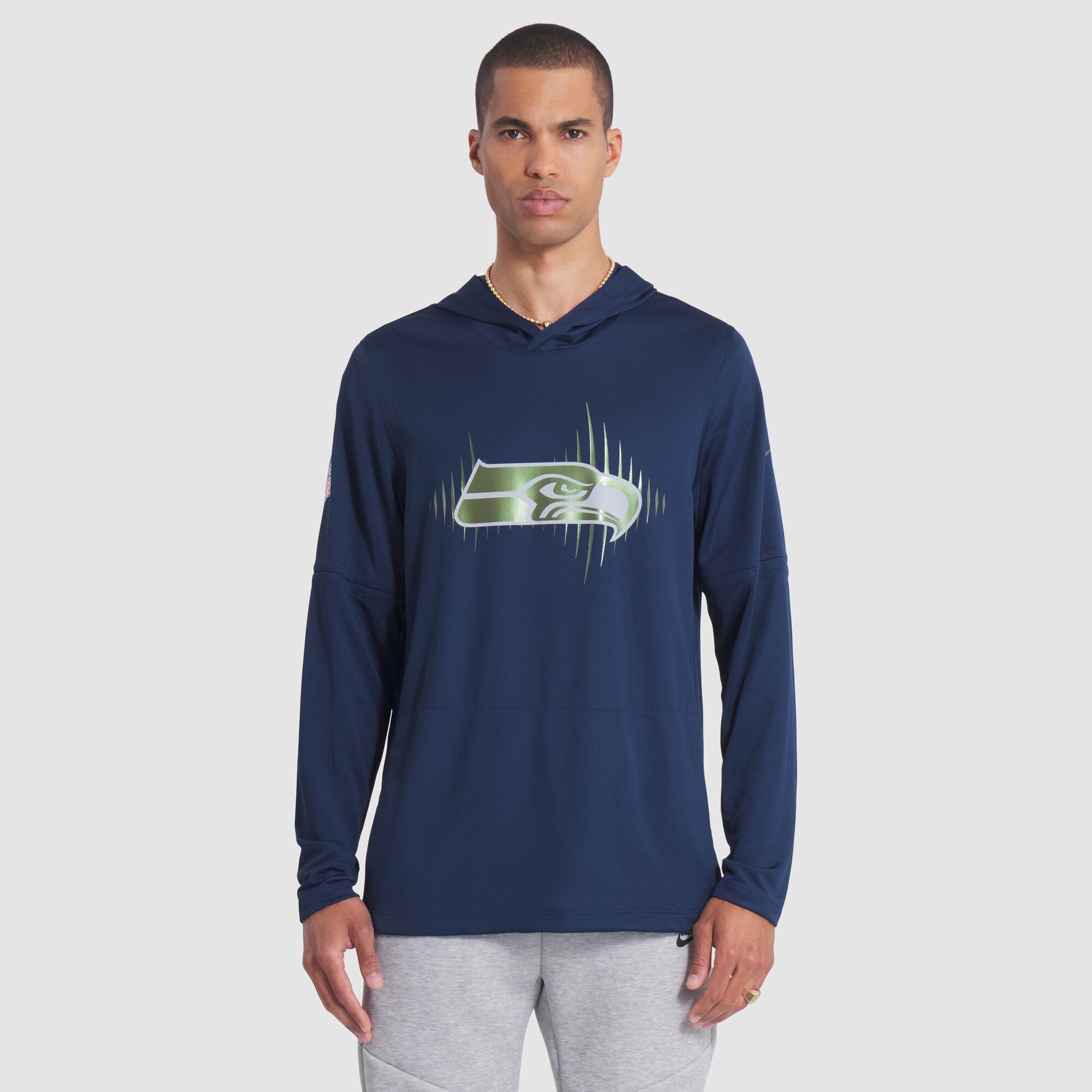 Men's Nike College Navy Seattle Seahawks Rivalries Collection Sideline Dri-FIT Long Sleeve Hoodie T-Shirt