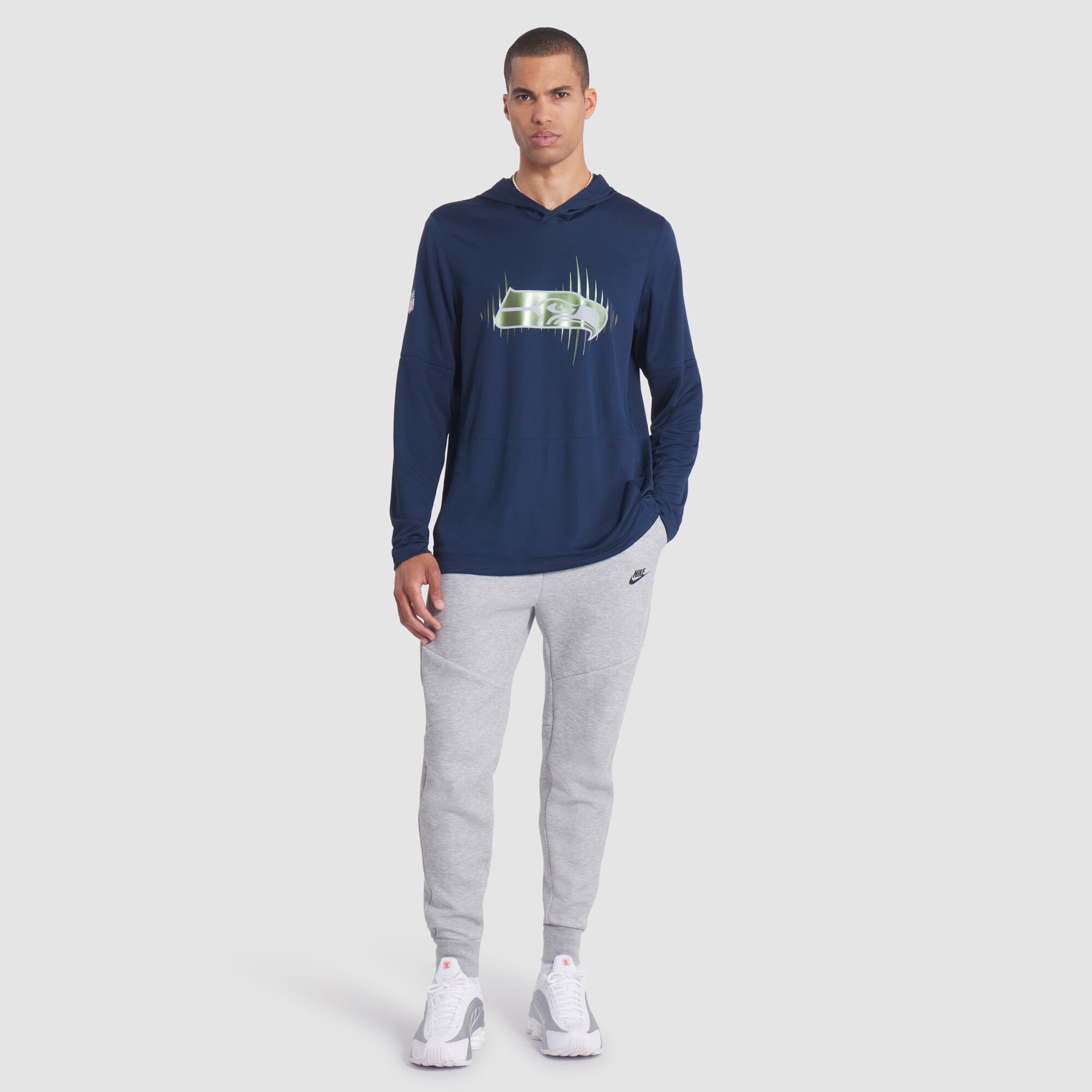 Men's Nike College Navy Seattle Seahawks Rivalries Collection Sideline Dri-FIT Long Sleeve Hoodie T-Shirt