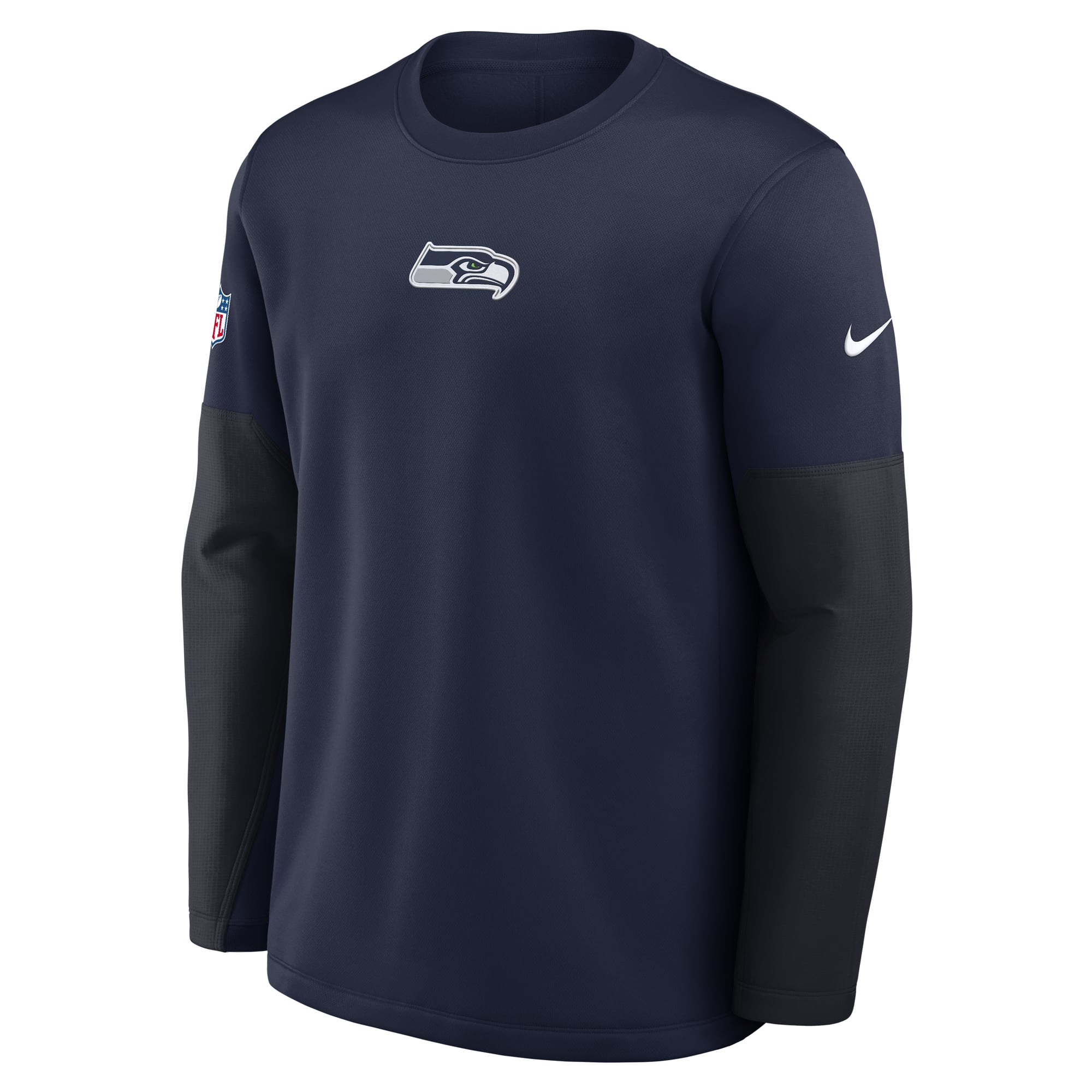 Pull-over Nike College Navy Seattle Seahawks Sideline Coaches pour homme, modèle Therma-FIT mi-lourd.
