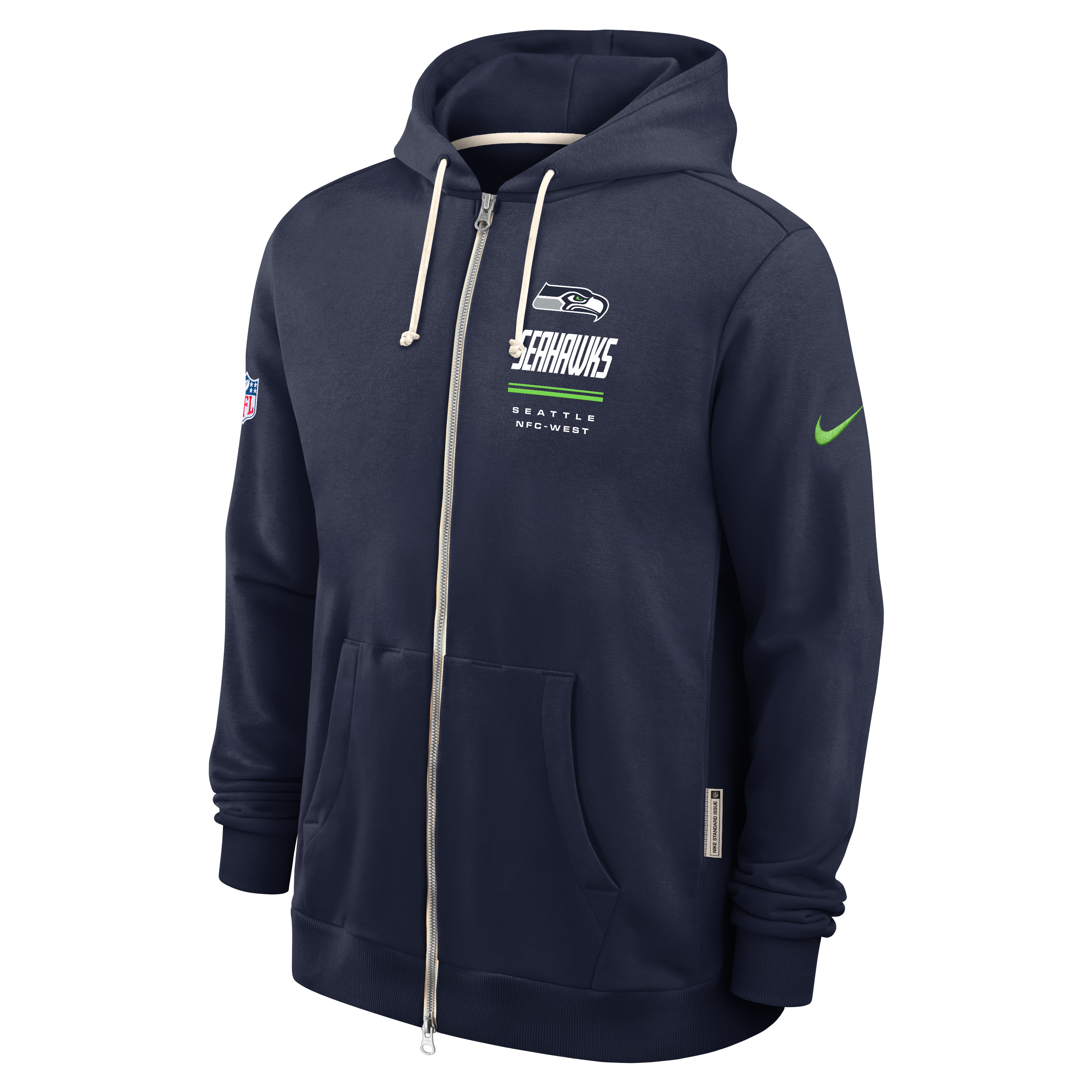 Men's Nike College Navy Seattle Seahawks Sideline Standard Issue Dri-FIT Full-Zip Hoodie