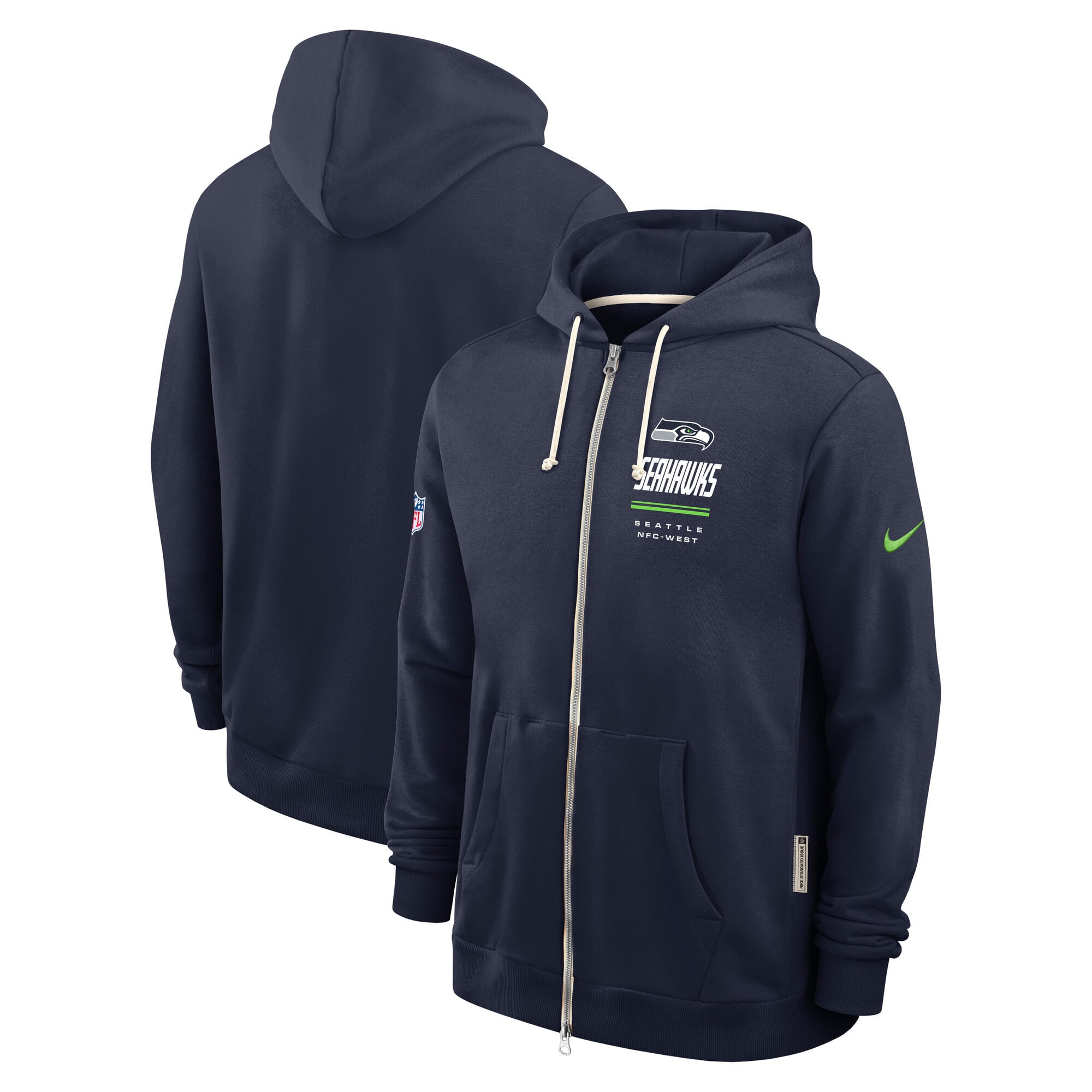 Men's Nike College Navy Seattle Seahawks Sideline Standard Issue Quarterback Scramble Dri-FIT Full-Zip Hoodie