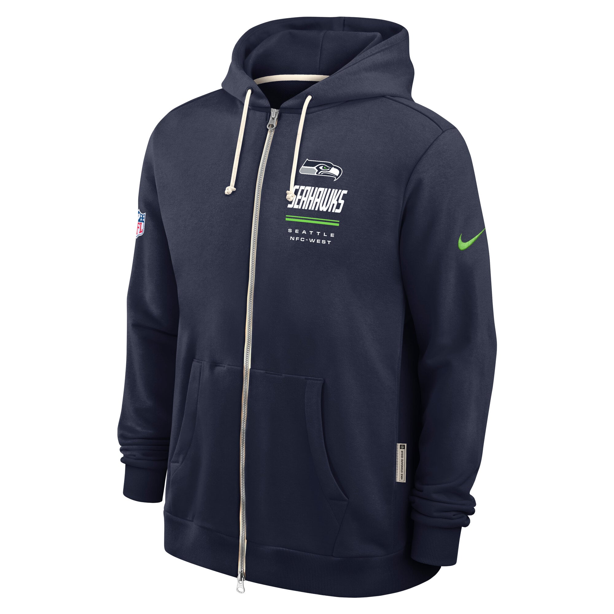 Men's Nike College Navy Seattle Seahawks Sideline Standard Issue Quarterback Scramble Dri-FIT Full-Zip Hoodie