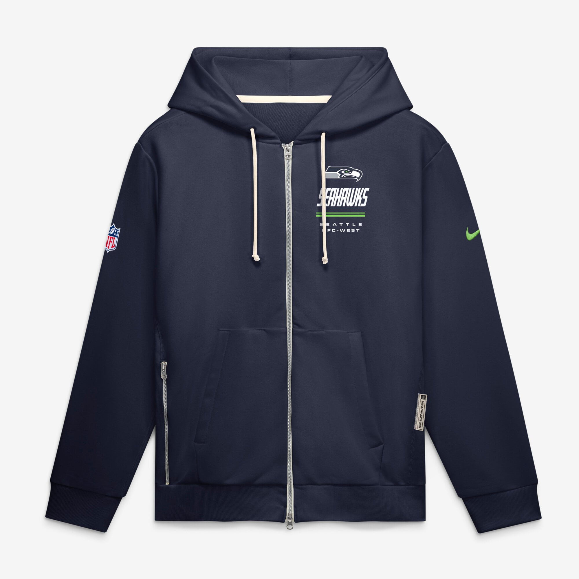 Men's Nike College Navy Seattle Seahawks Sideline Standard Issue Quarterback Scramble Dri-FIT Full-Zip Hoodie