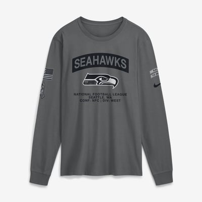  Seattle Seahawks Nike 2026 Salute to Service Long Sleeve T-Shirt - Gray