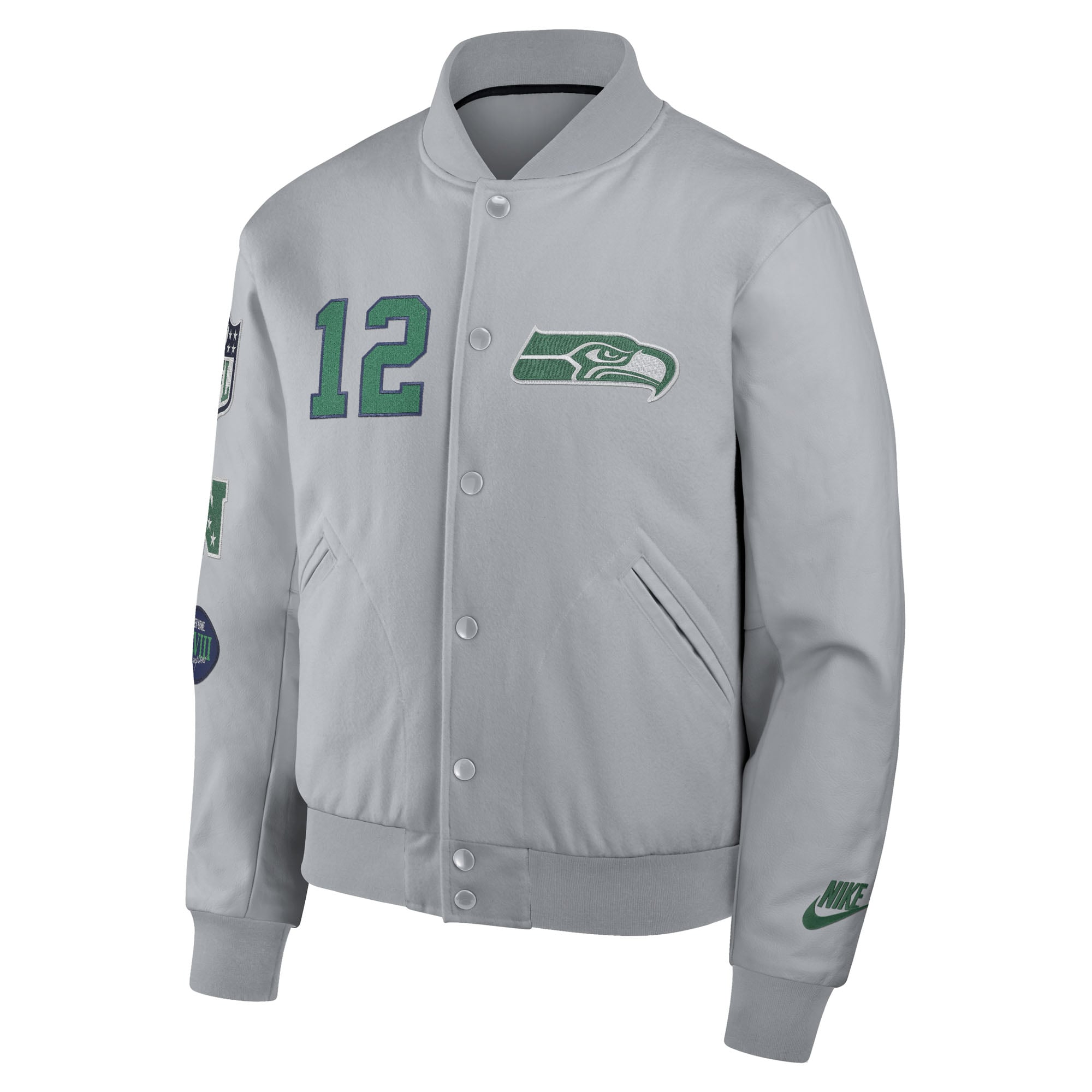 Men's Nike  Gray Seattle Seahawks Rivalries Collection Full-Snap Varsity Jacket