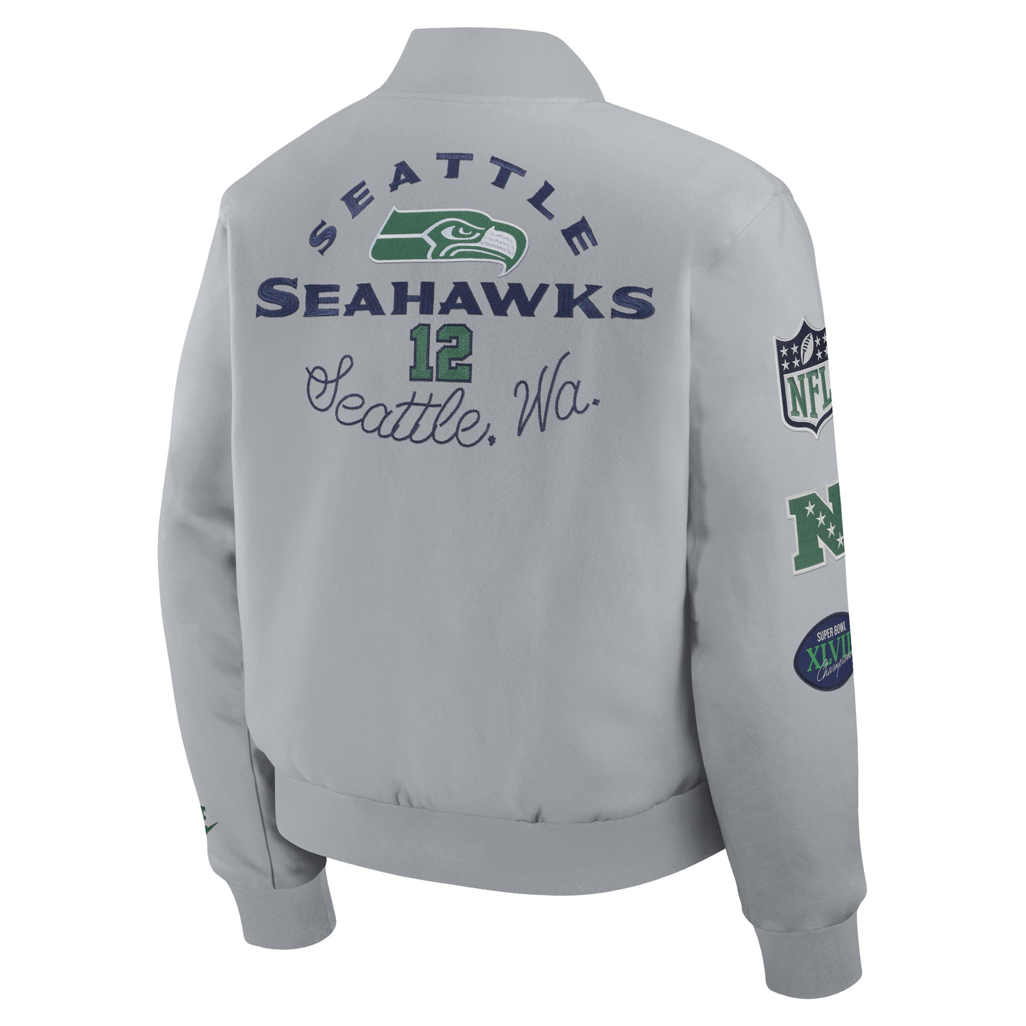 Men's Nike  Gray Seattle Seahawks Rivalries Collection Full-Snap Varsity Jacket