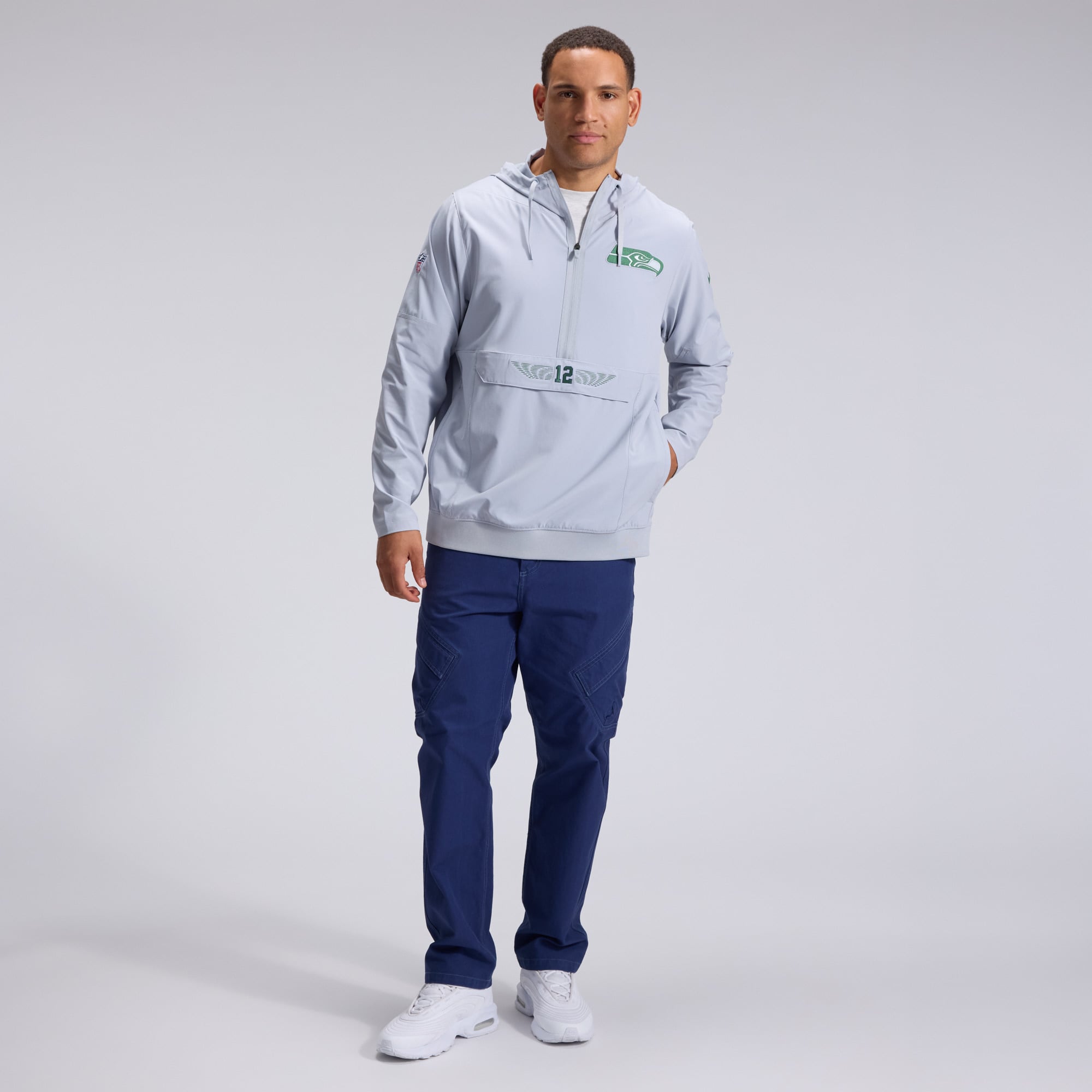 Men's Nike  Gray Seattle Seahawks Rivalries Collection Sideline Anorak Half-Zip Jacket