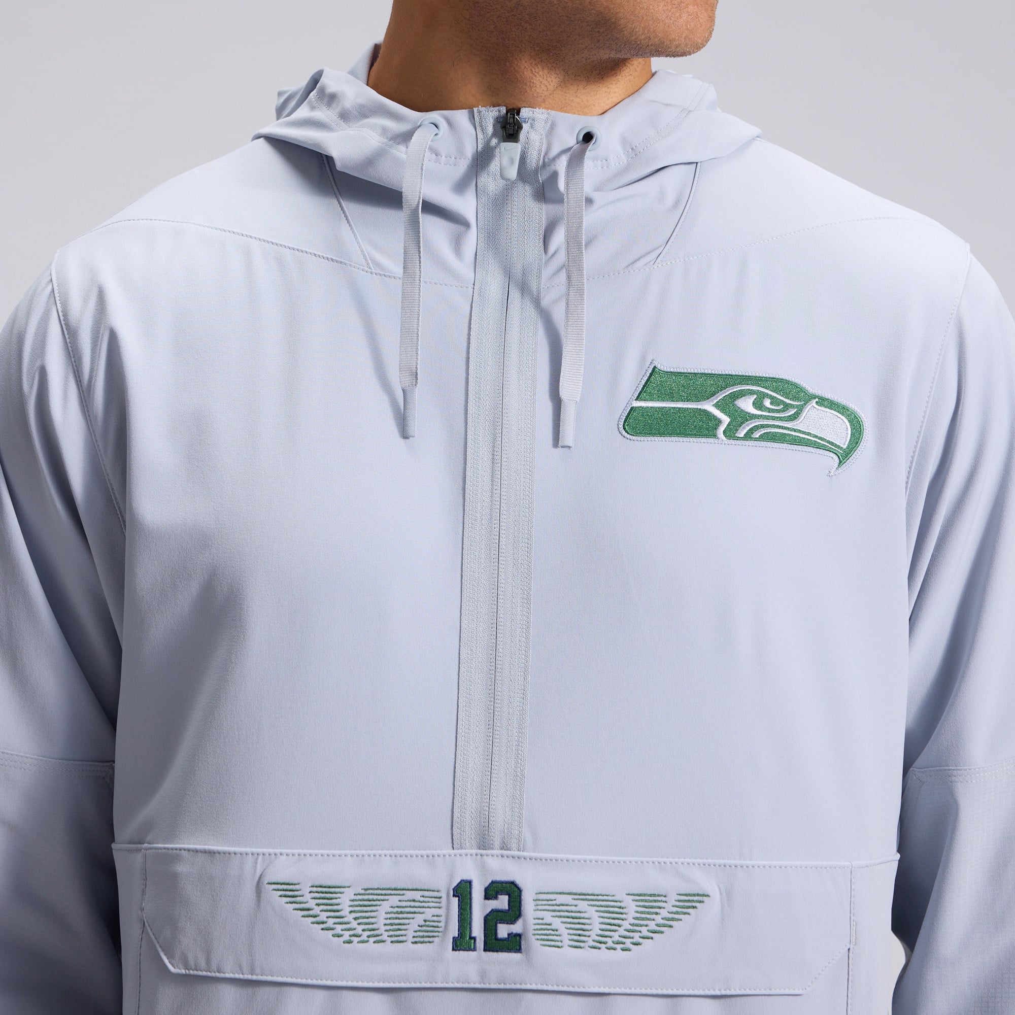 Men's Nike  Gray Seattle Seahawks Rivalries Collection Sideline Anorak Half-Zip Jacket