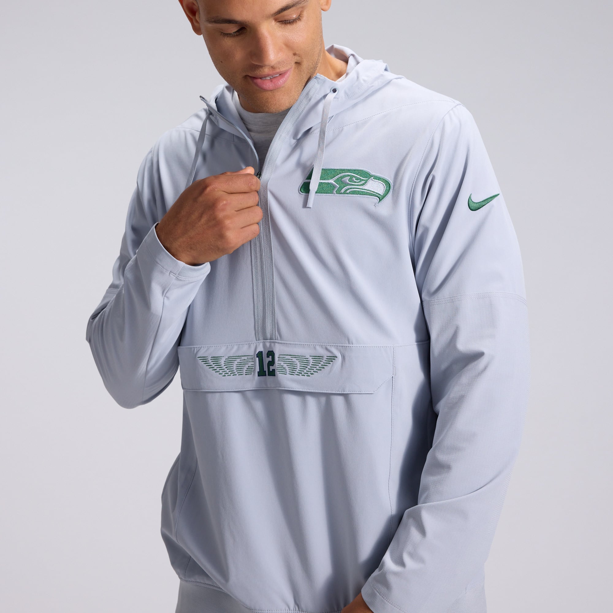 Men's Nike  Gray Seattle Seahawks Rivalries Collection Sideline Anorak Half-Zip Jacket