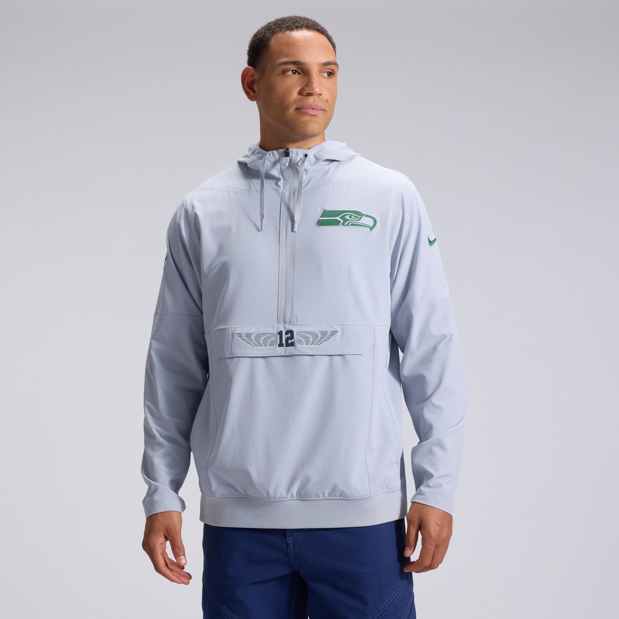 Veste anorak demi-zip Nike grise Seattle Seahawks Collection Rivalries pour homme