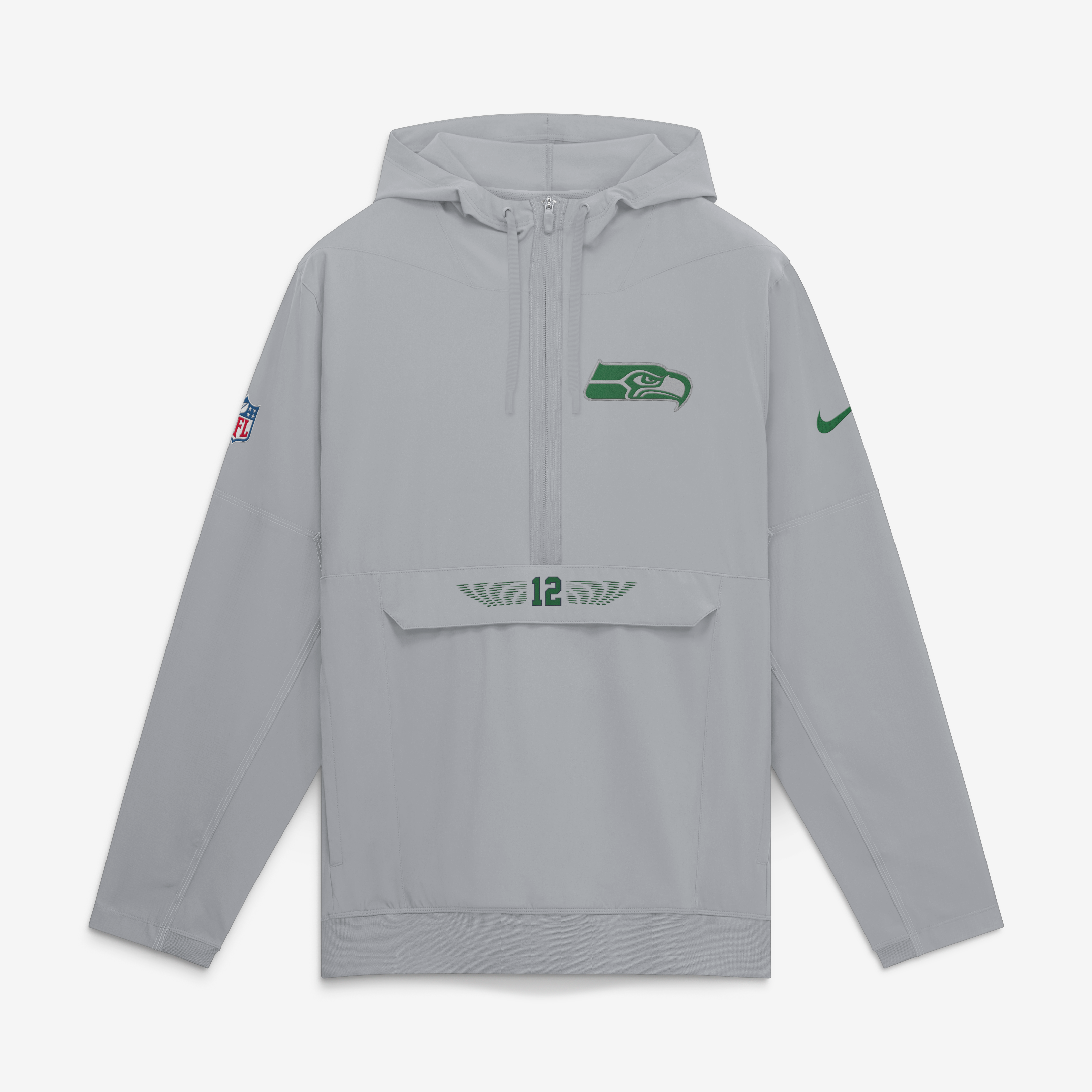 Men's Nike Gray Seattle Seahawks Rivalries Collection Sideline Anorak Half-Zip Jacket