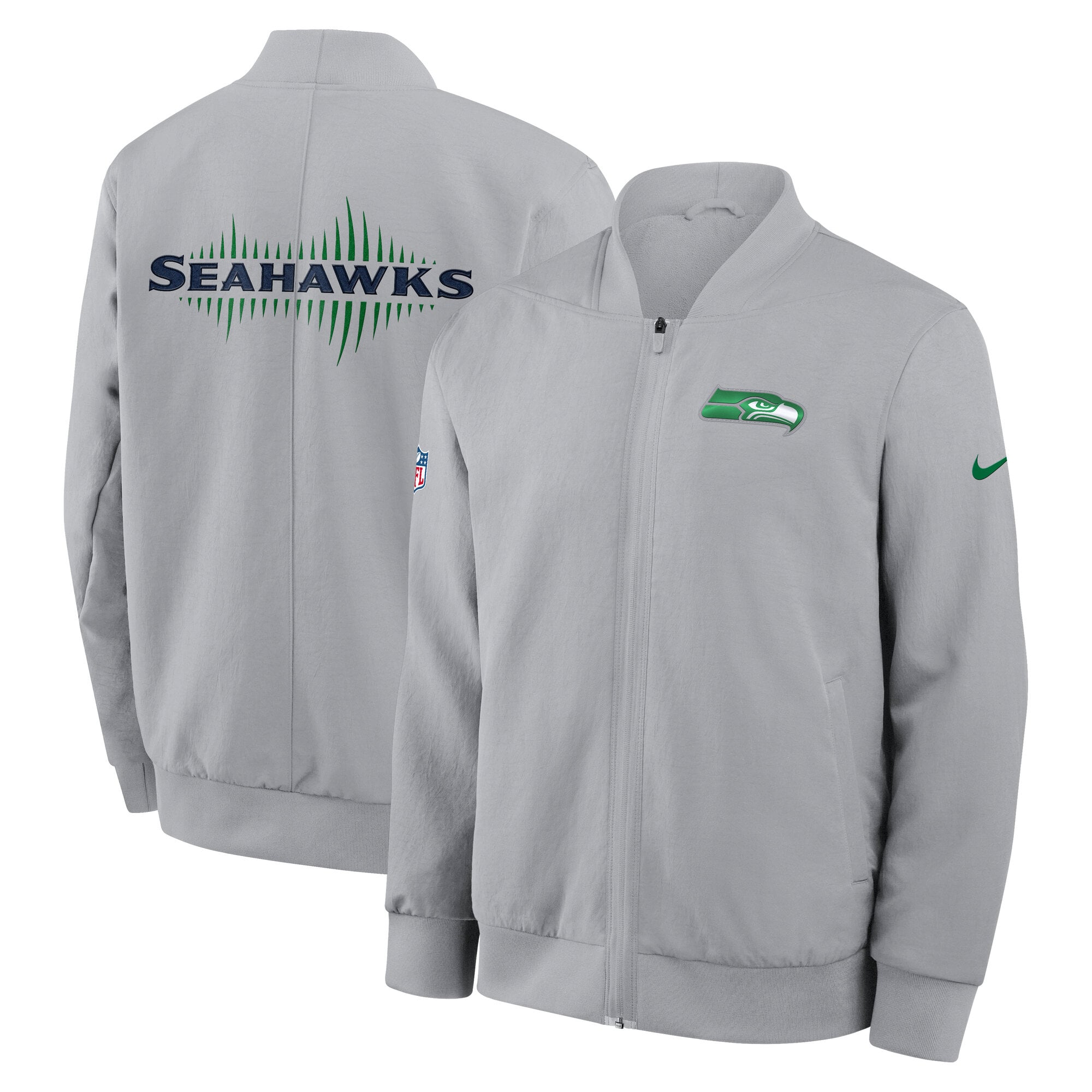 Men's Nike Gray Seattle Seahawks Rivalries Collection Sideline Full-Zip Bomber Jacket