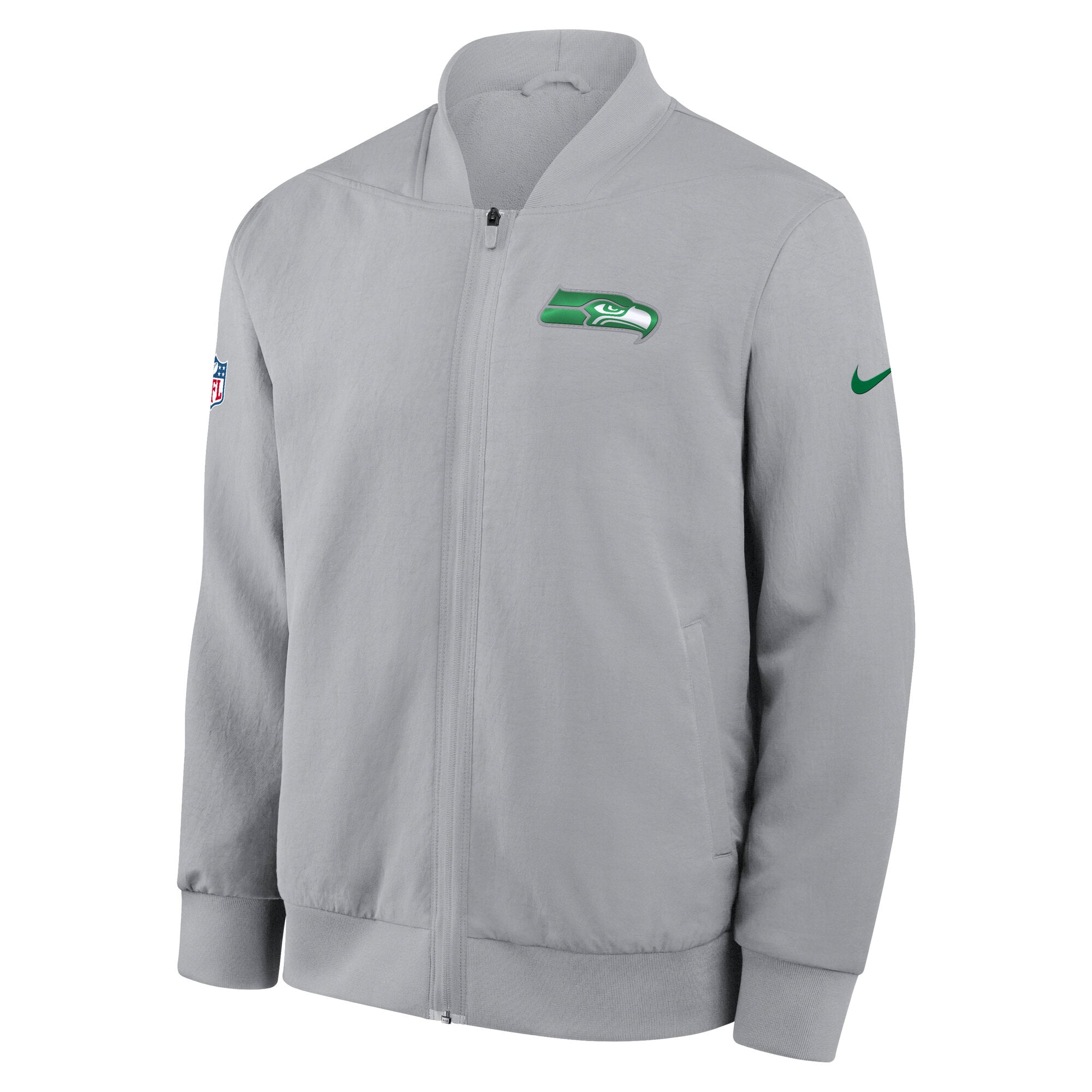 Men's Nike Gray Seattle Seahawks Rivalries Collection Sideline Full-Zip Bomber Jacket