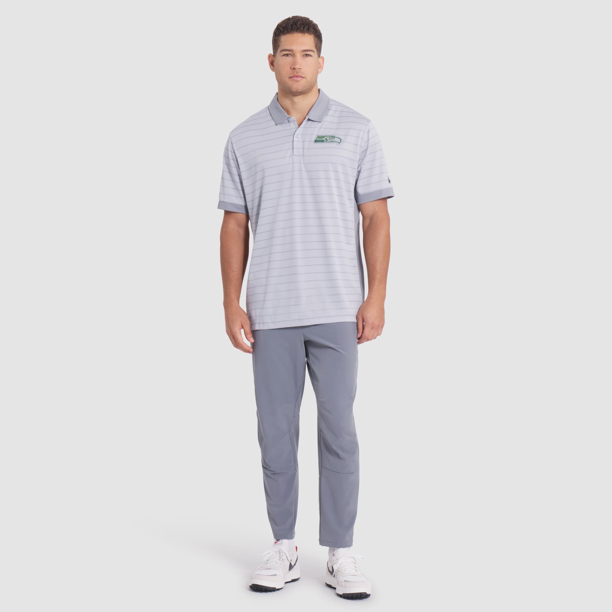 Men's Nike  Gray Seattle Seahawks Rivalries Collection Sideline Victory Striped Dri-FIT Polo