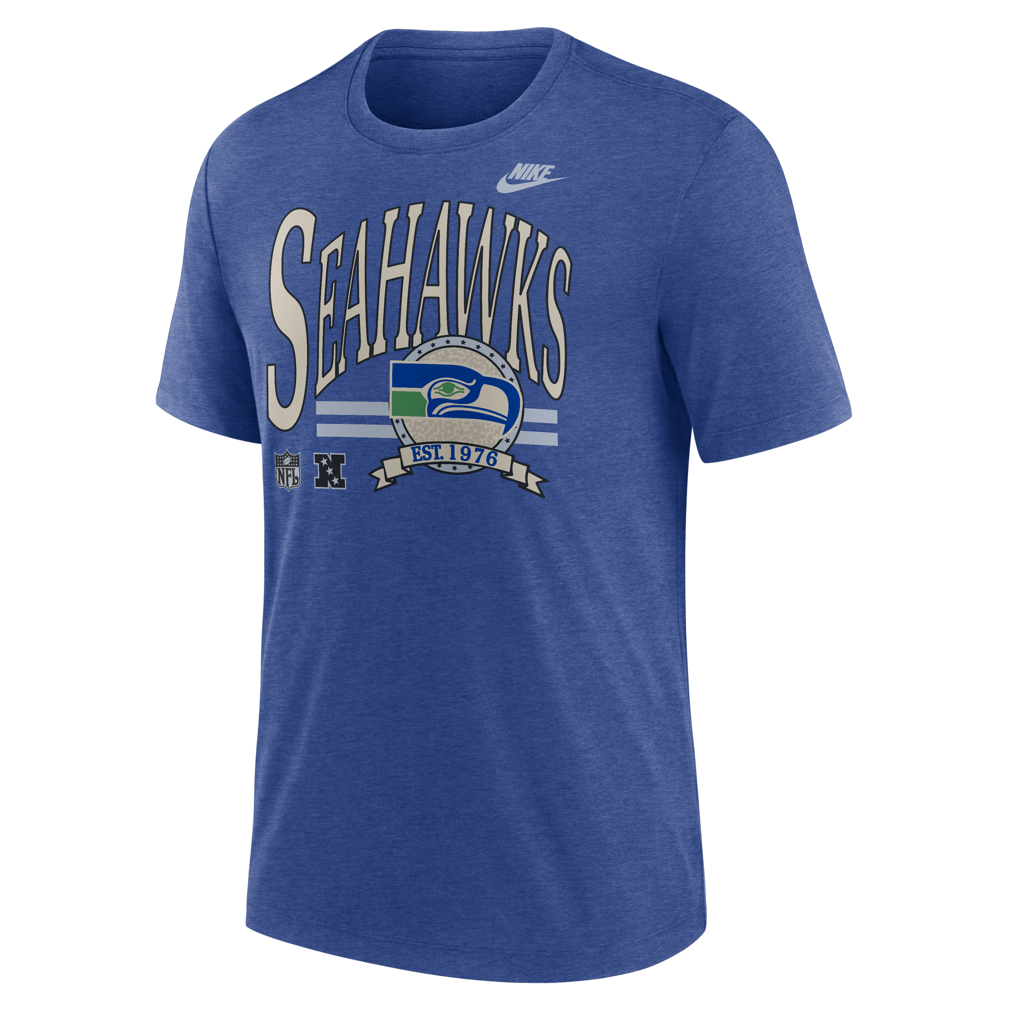 Men's Nike Heather Royal Seattle Seahawks Rewind Tri-Blend T-Shirt