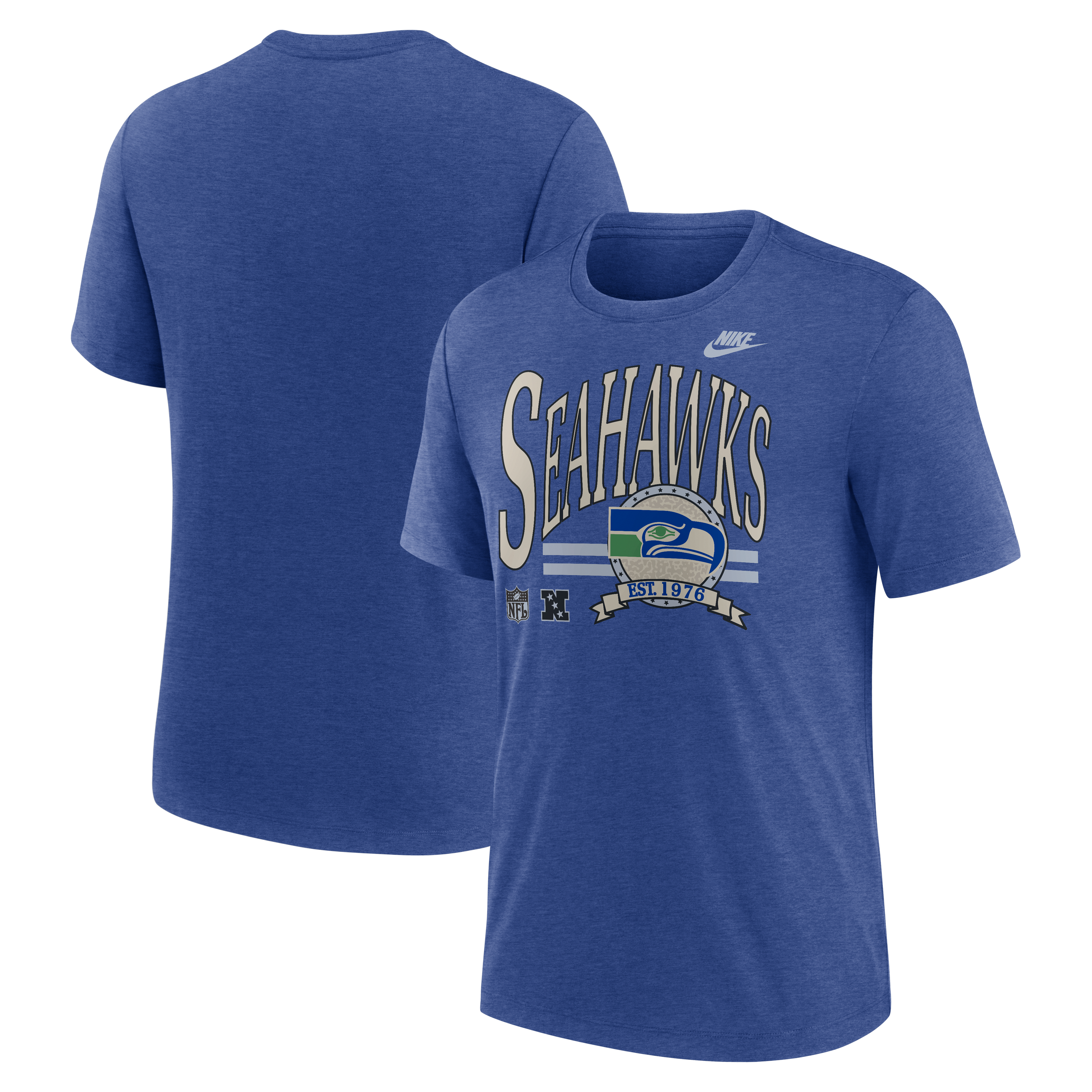 Men's Nike Heather Royal Seattle Seahawks Rewind Tri-Blend T-Shirt
