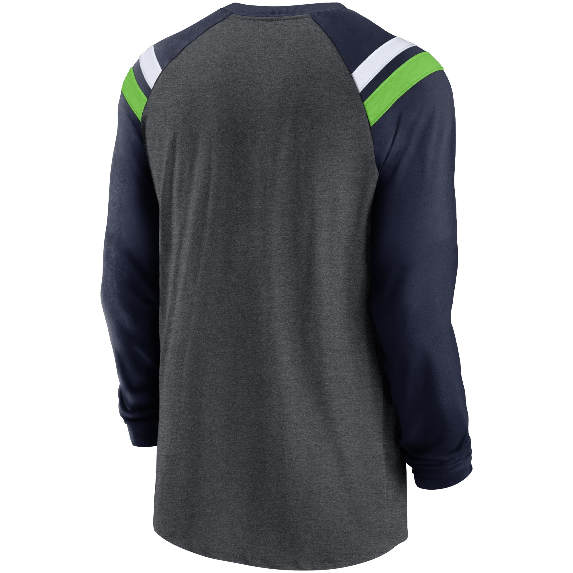 Seattle Seahawks Nike Tri Blend Raglan Athletic Long Sleeve Fashion T Shirt Heathered Charcoal College Navy