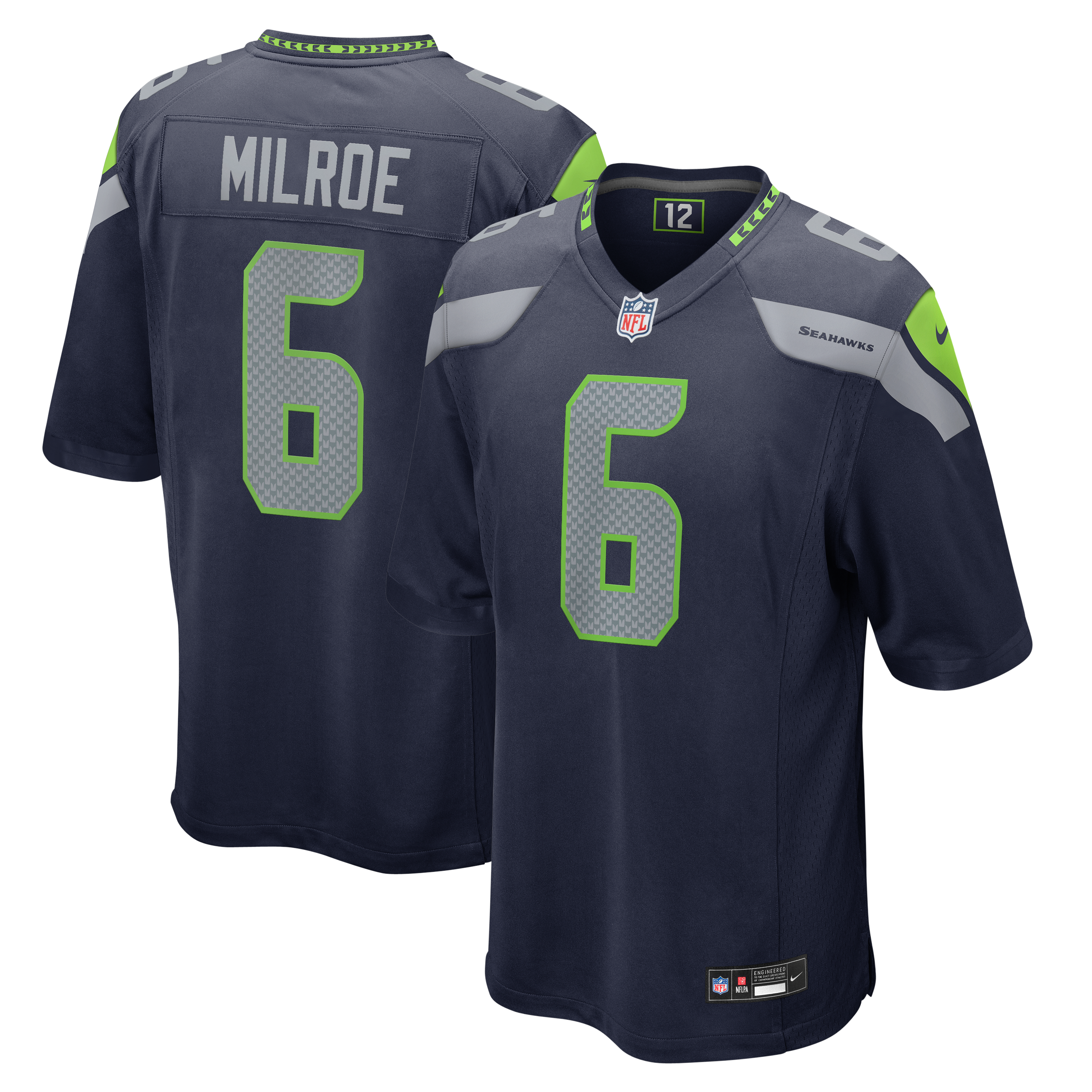 Maillot de match Nike Jalen Milroe College Navy Seattle Seahawks pour homme