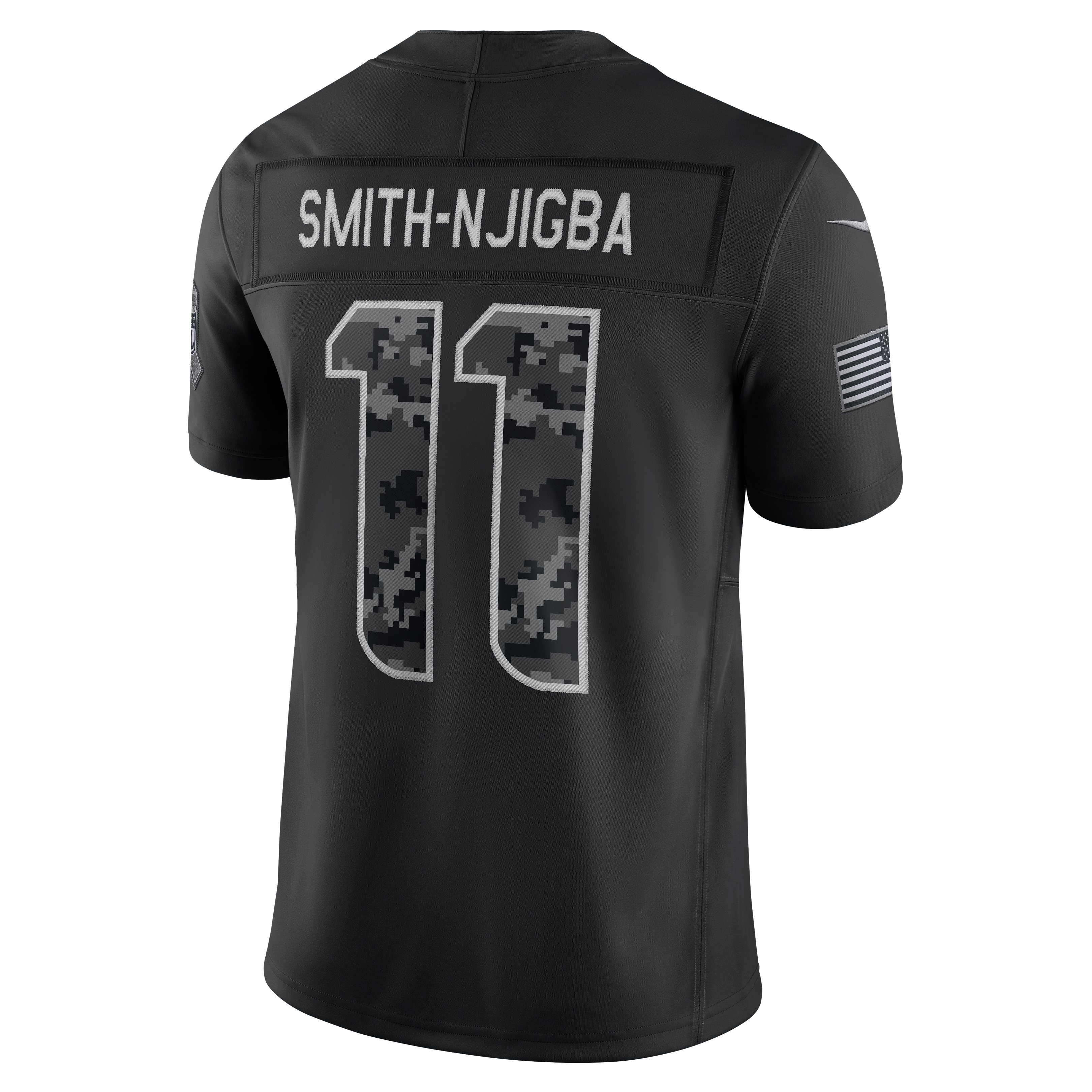 Maillot Nike Jaxon Smith-Njigba noir Seattle Seahawks 2026 Salute to Service, édition limitée cousue