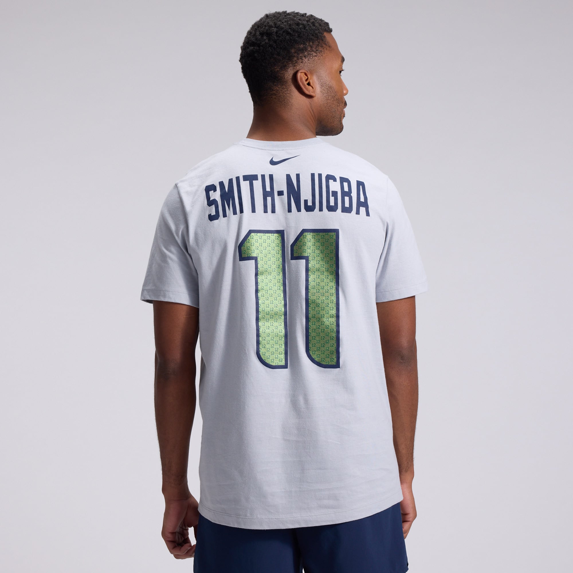 Men's Nike Jaxon Smith-Njigba Wolf Gray Seattle Seahawks Rivalries Collection Player Name & Number T-Shirt