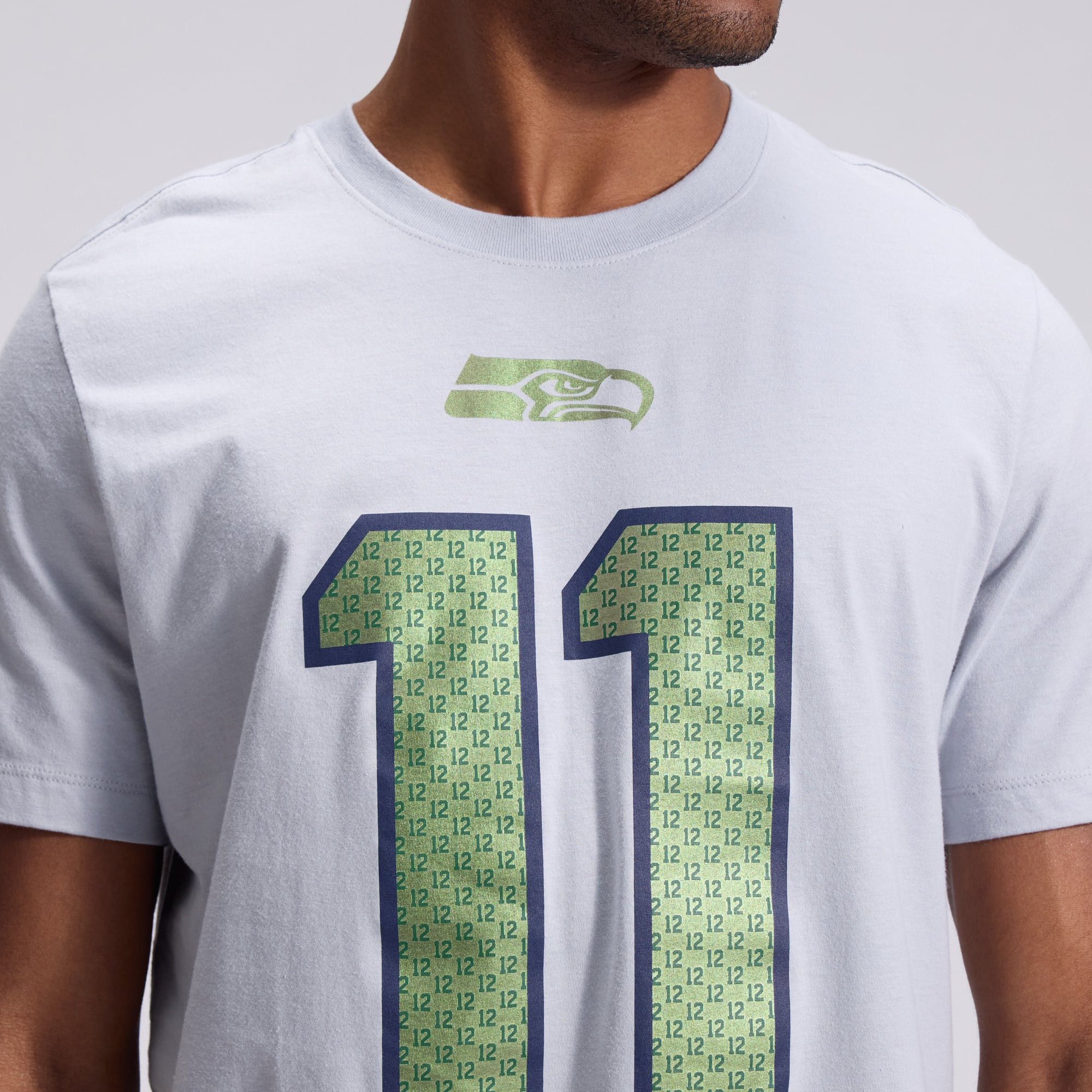 Men's Nike Jaxon Smith-Njigba Wolf Gray Seattle Seahawks Rivalries Collection Player Name & Number T-Shirt