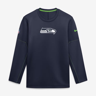 Seattle Seahawks Nike Sideline Coaches Team Present Midweight Therma-FIT Sweatshirt - Navy