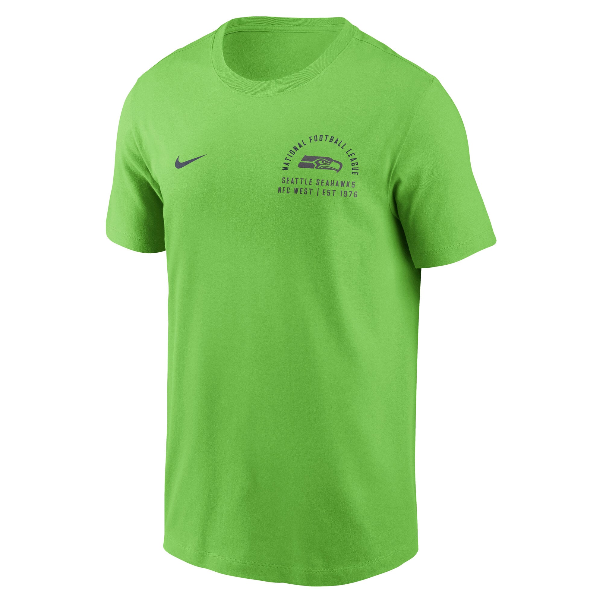 T-shirt Nike vert fluo pour homme, logo divisé des Seattle Seahawks
