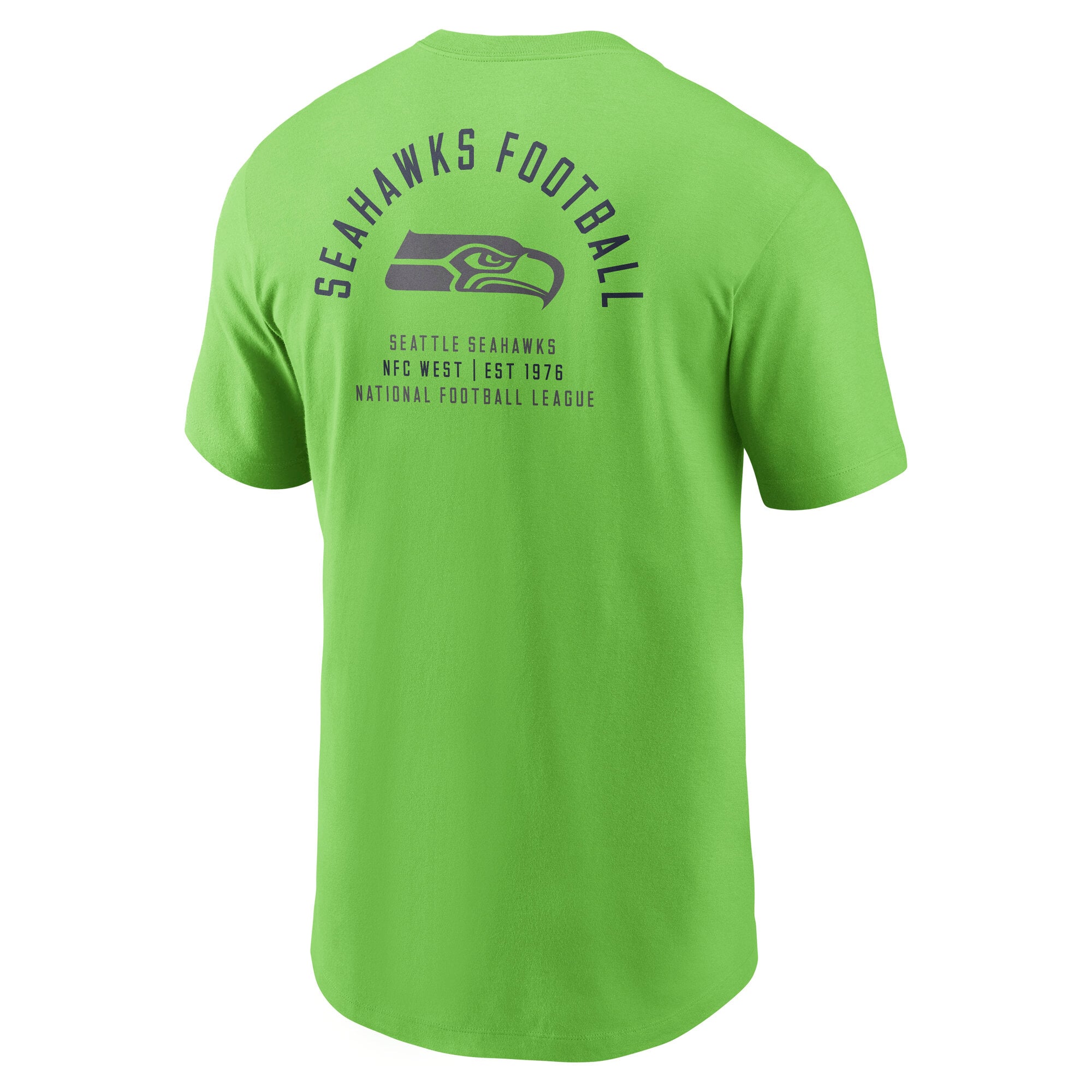 T-shirt Nike vert fluo pour homme, logo divisé des Seattle Seahawks