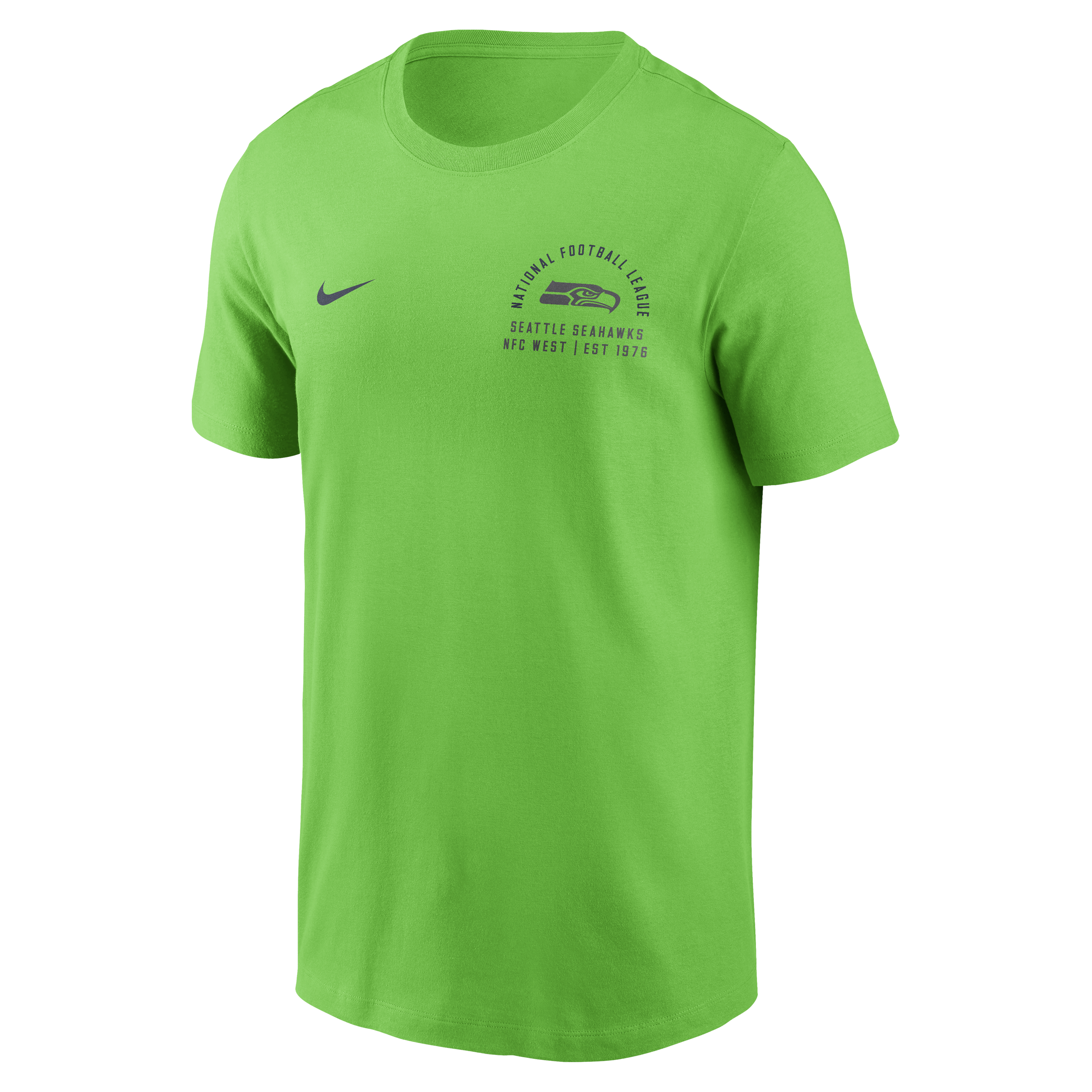 T-shirt Nike vert fluo pour homme, logo divisé des Seattle Seahawks