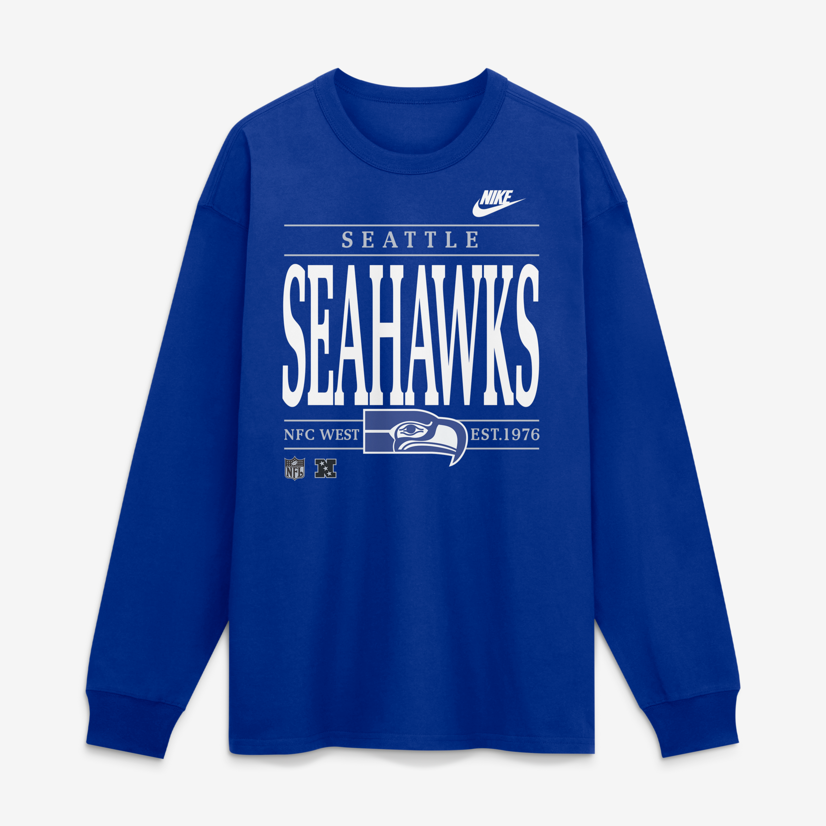 Men's Nike Royal Seattle Seahawks Red Zone Long Sleeve Max90 T-Shirt