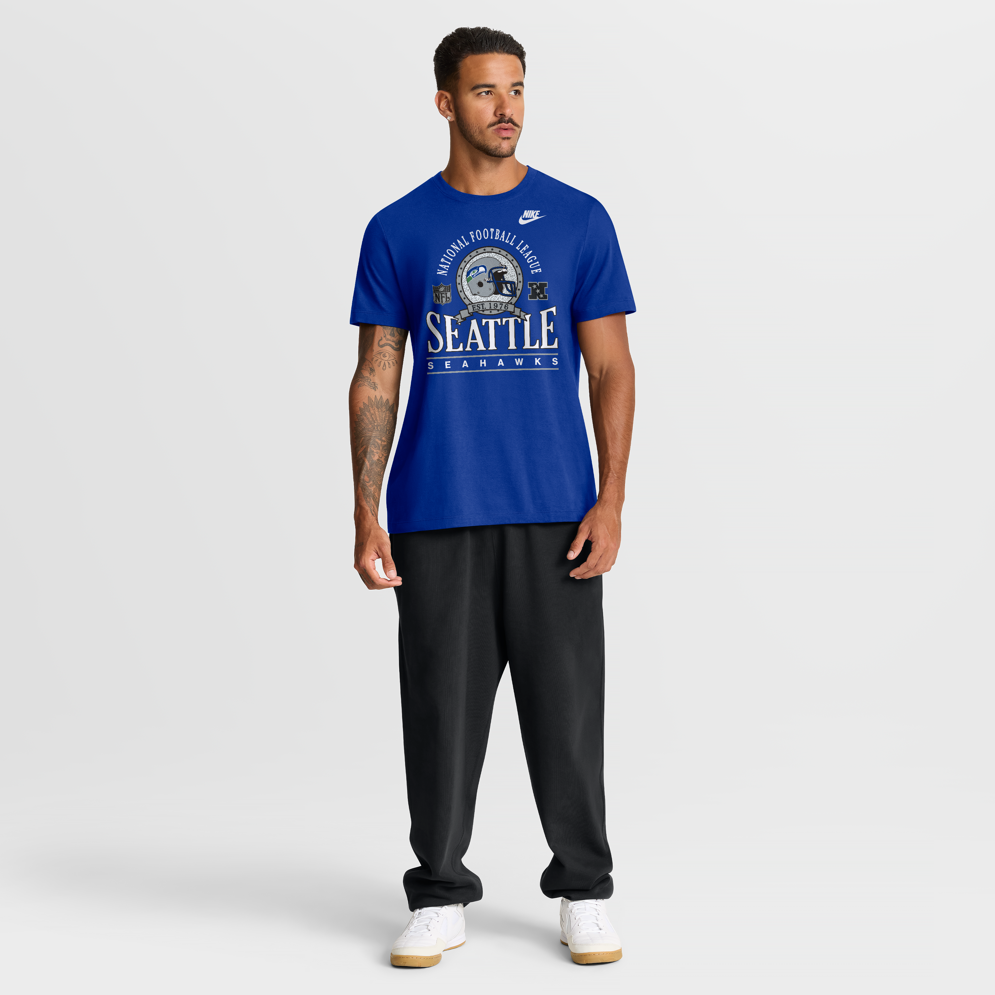 T-shirt en coton essentiel Nike Royal Seattle Seahawks Rewind Team Spirit pour homme