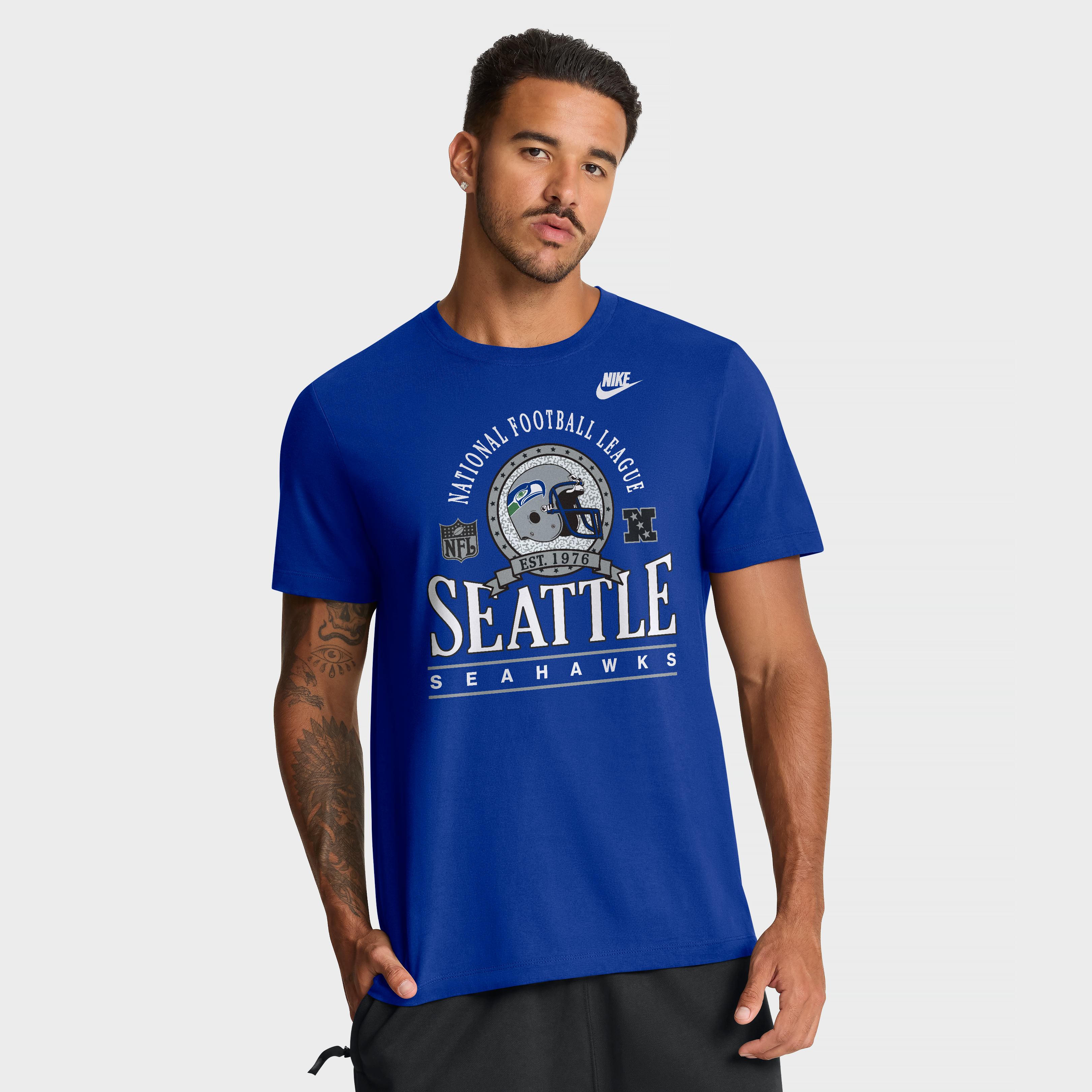 T-shirt en coton essentiel Nike Royal Seattle Seahawks Rewind Team Spirit pour homme