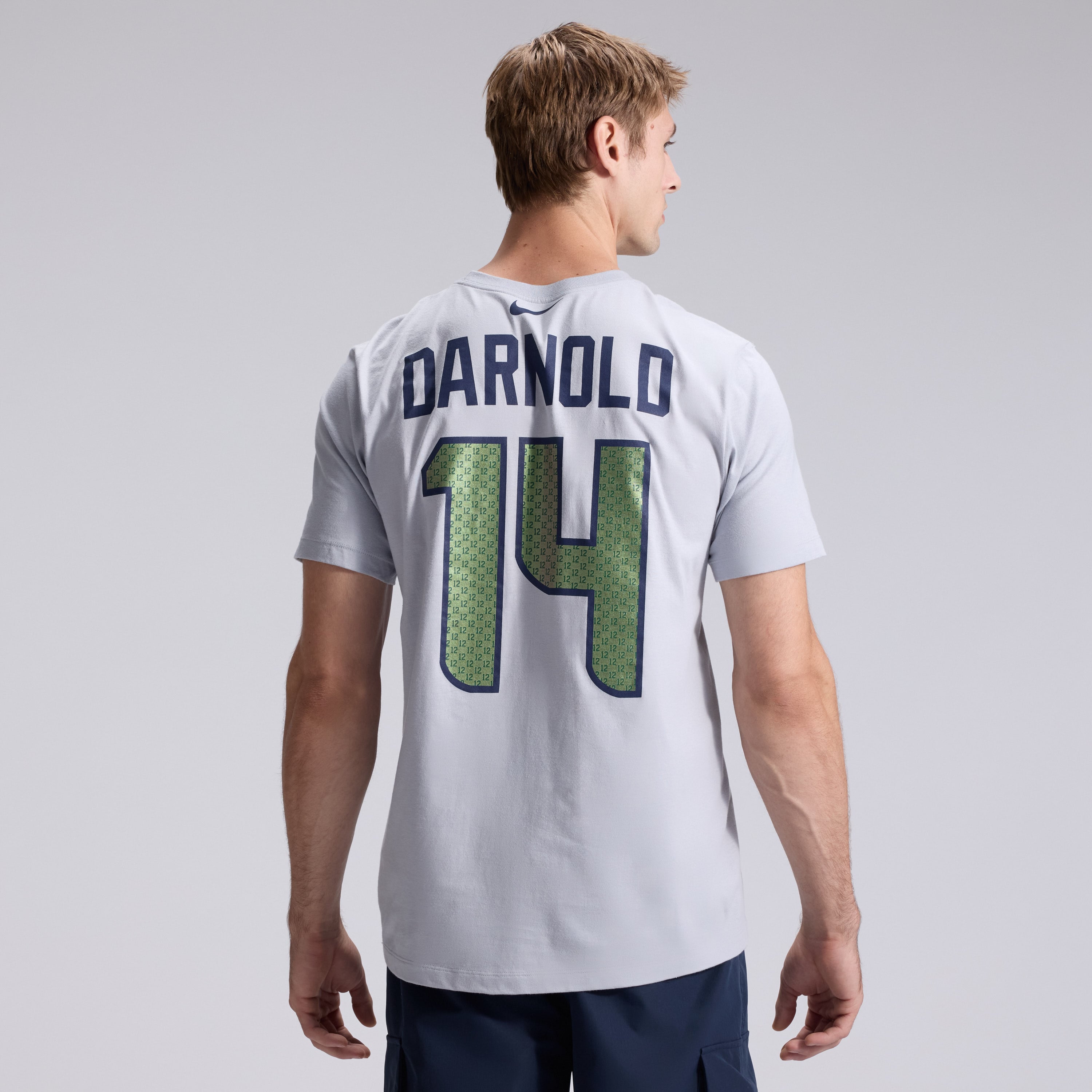 Men's Nike Sam Darnold Wolf Gray Seattle Seahawks Rivalries Collection Player Name & Number T-Shirt