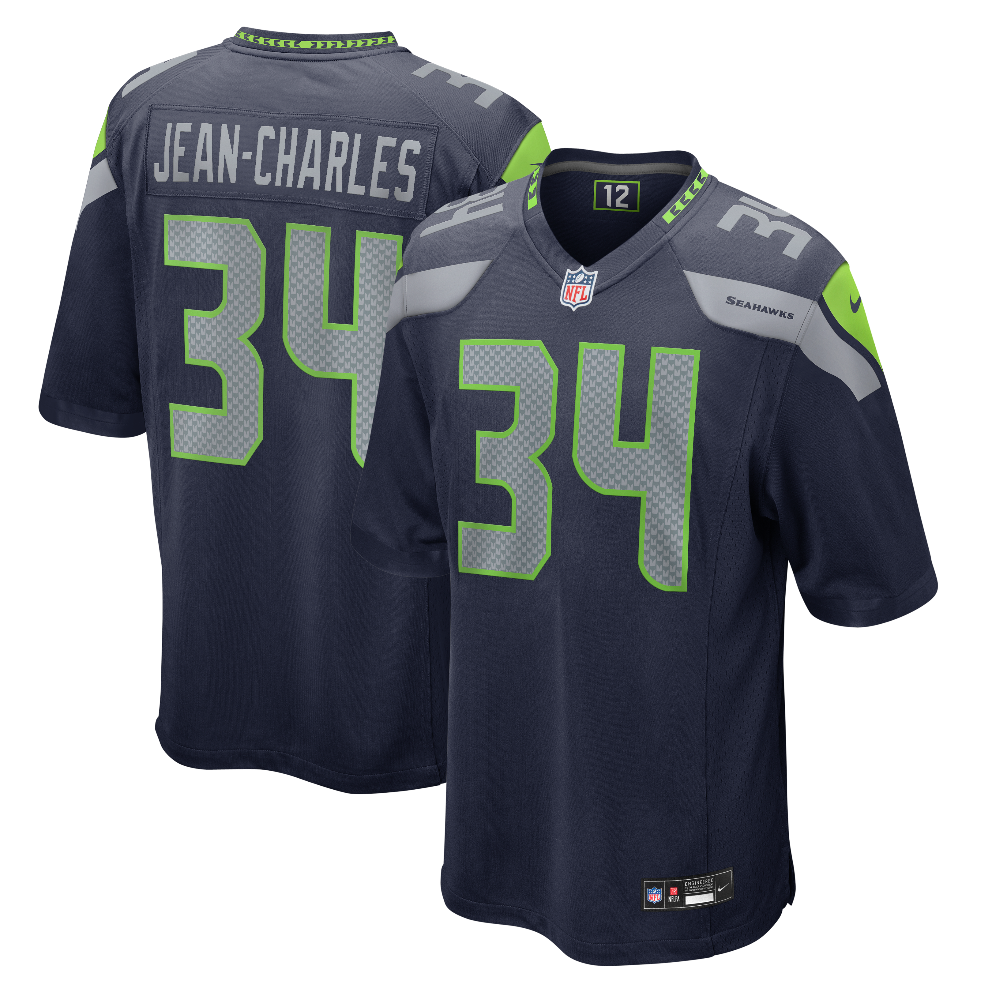 Maillot de match Nike Shemar Jean-Charles College Navy Seattle Seahawks pour homme